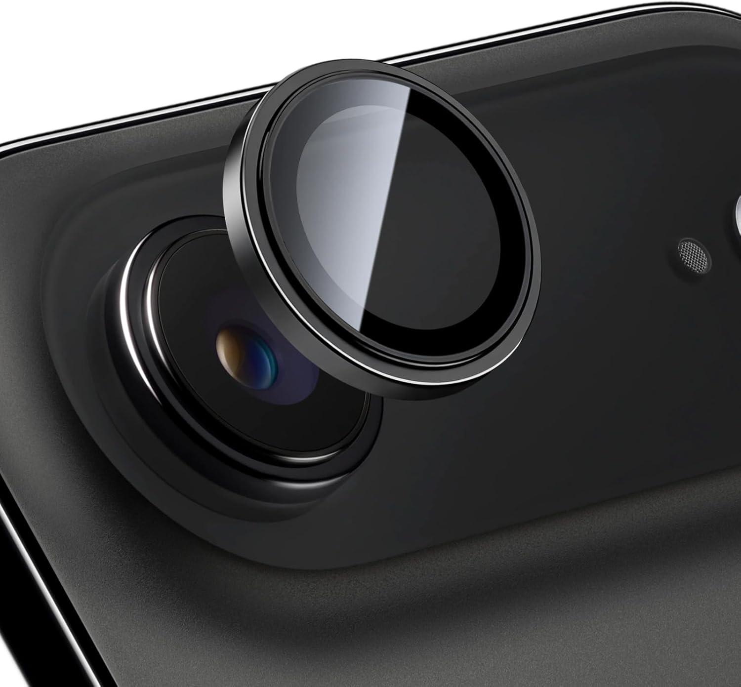 imageTENOC Camera Lens Protector for iPhone 17 Pro amp iPhone 17 Pro Max 9H Tempered Glass Camera Screen Cover Silver Metal Individual RingBlack
