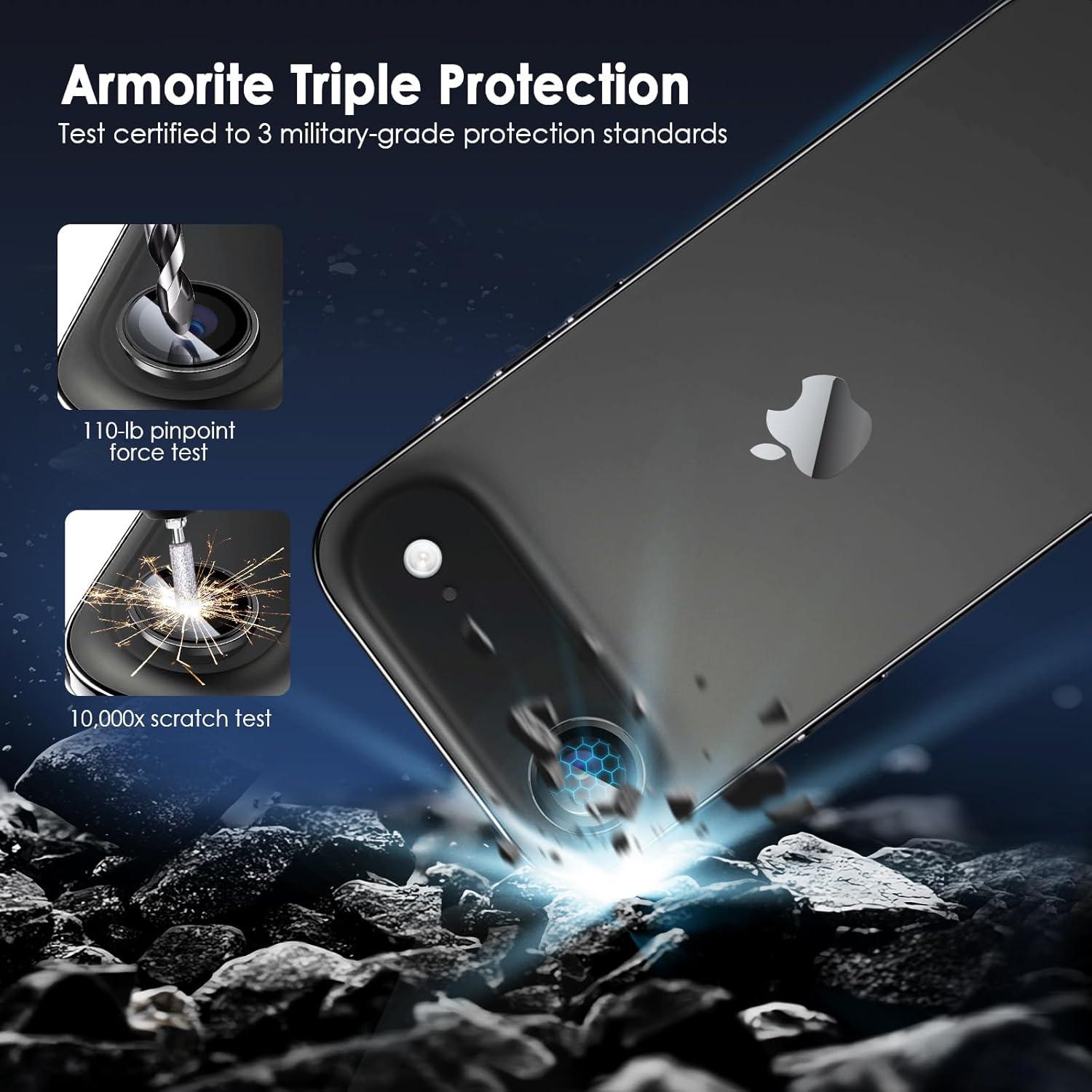 imageTENOC Camera Lens Protector for iPhone 17 Pro amp iPhone 17 Pro Max 9H Tempered Glass Camera Screen Cover Silver Metal Individual RingBlack