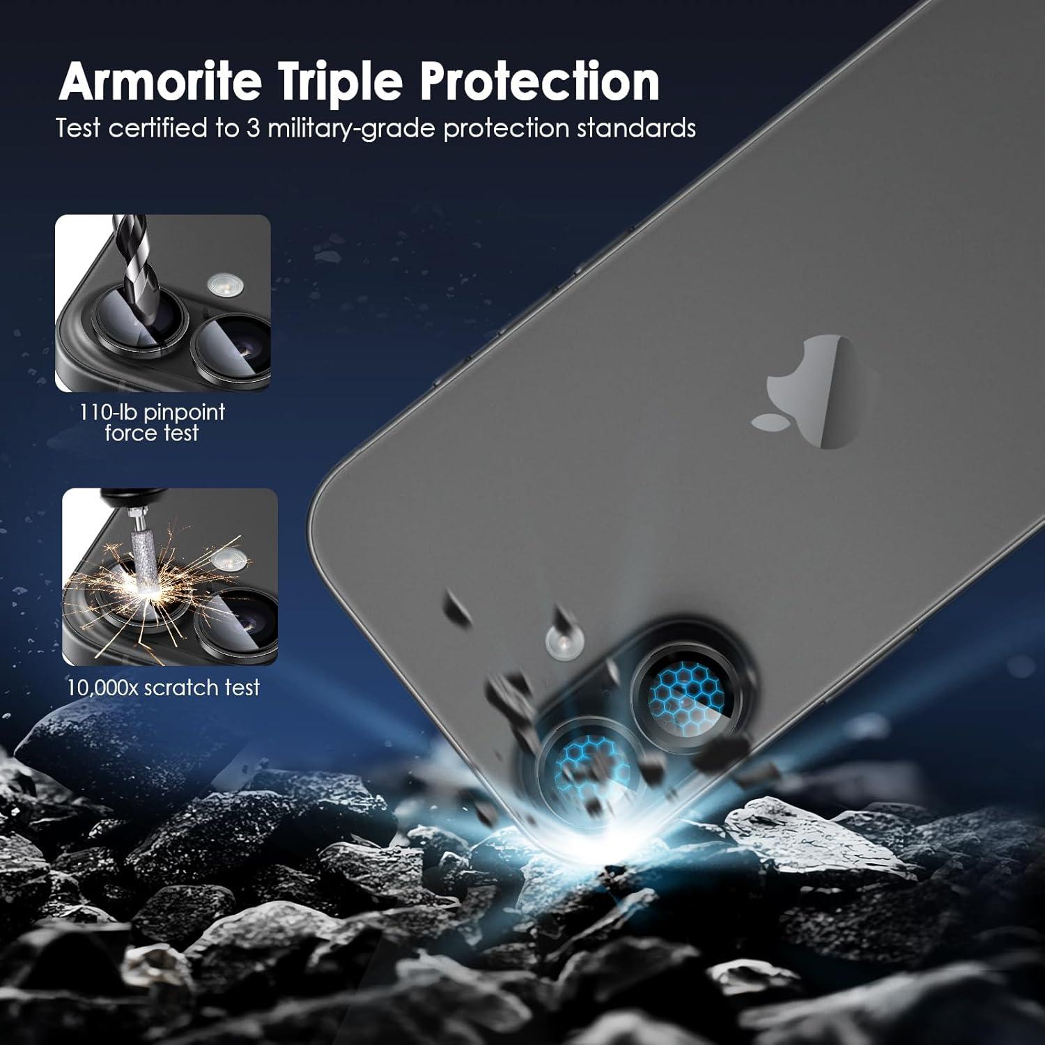 imageTENOC Camera Lens Protector for iPhone 17 Pro amp iPhone 17 Pro Max 9H Tempered Glass Camera Screen Cover Silver Metal Individual RingBlack