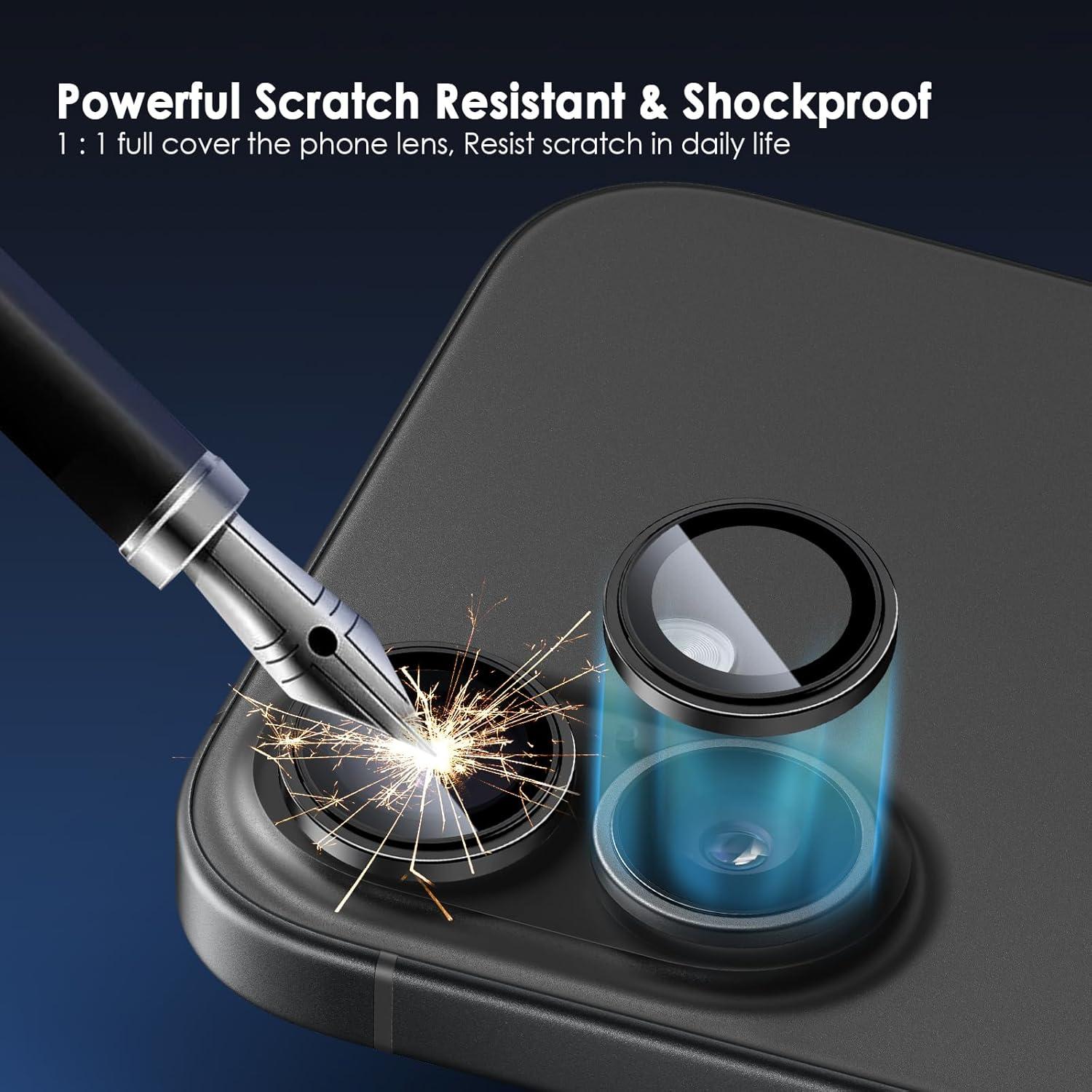 imageTENOC Camera Lens Protector for iPhone 17 Pro amp iPhone 17 Pro Max 9H Tempered Glass Camera Screen Cover Silver Metal Individual RingBlack