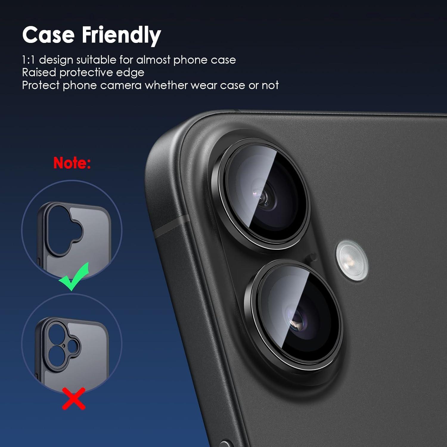 imageTENOC Camera Lens Protector for iPhone 17 Pro amp iPhone 17 Pro Max 9H Tempered Glass Camera Screen Cover Silver Metal Individual RingBlack