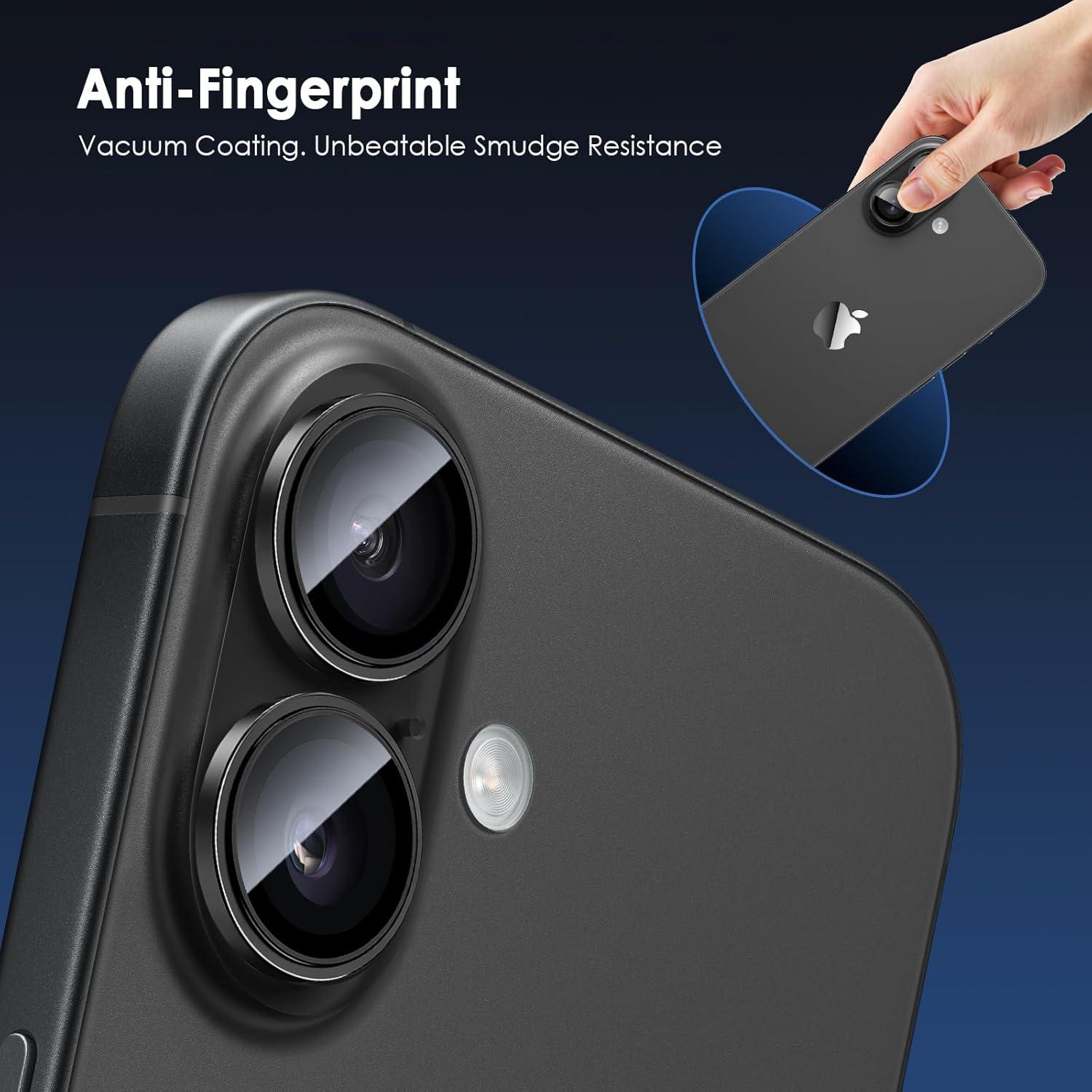 imageTENOC Camera Lens Protector for iPhone 17 Pro amp iPhone 17 Pro Max 9H Tempered Glass Camera Screen Cover Silver Metal Individual RingBlack