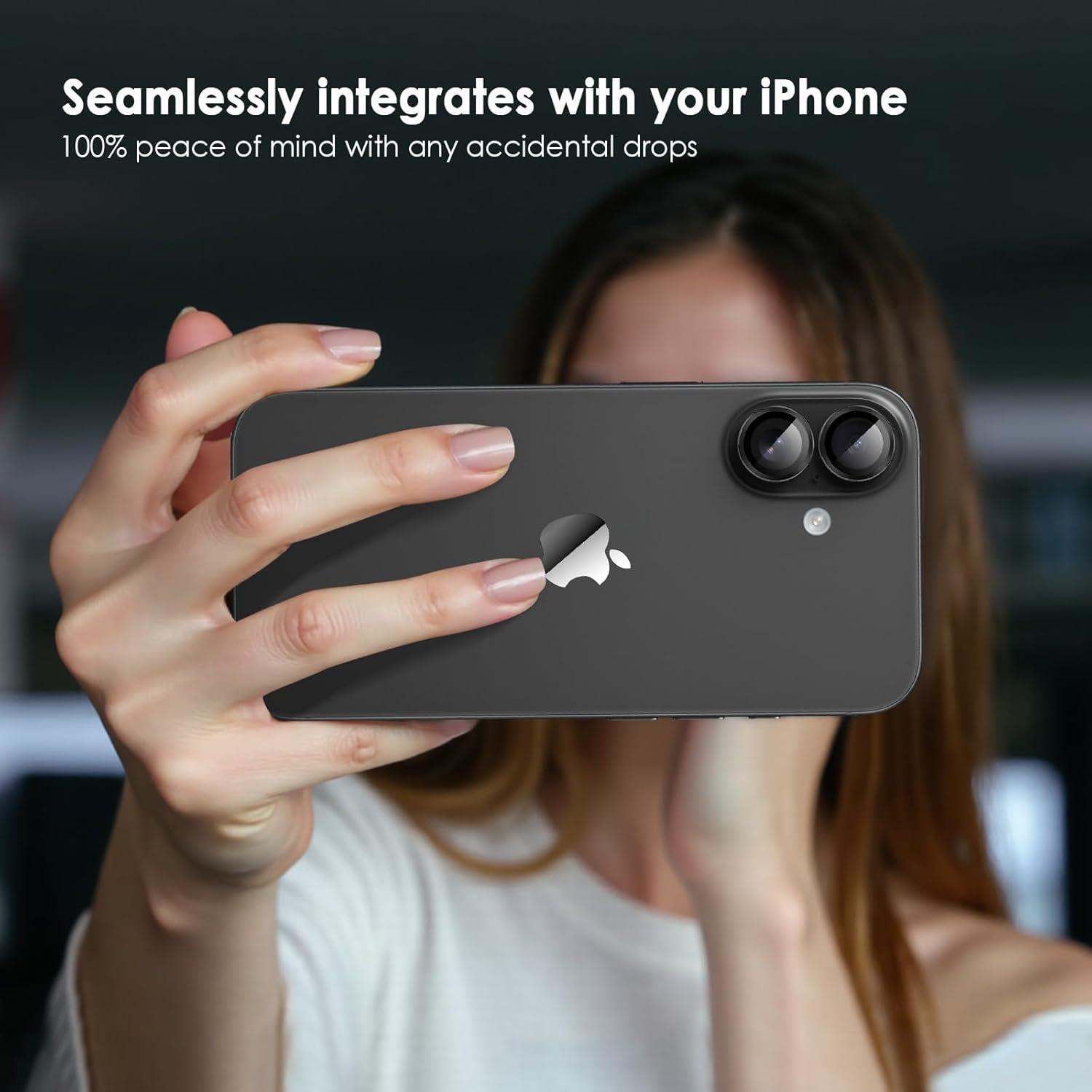 imageTENOC Camera Lens Protector for iPhone 17 Pro amp iPhone 17 Pro Max 9H Tempered Glass Camera Screen Cover Silver Metal Individual RingBlack