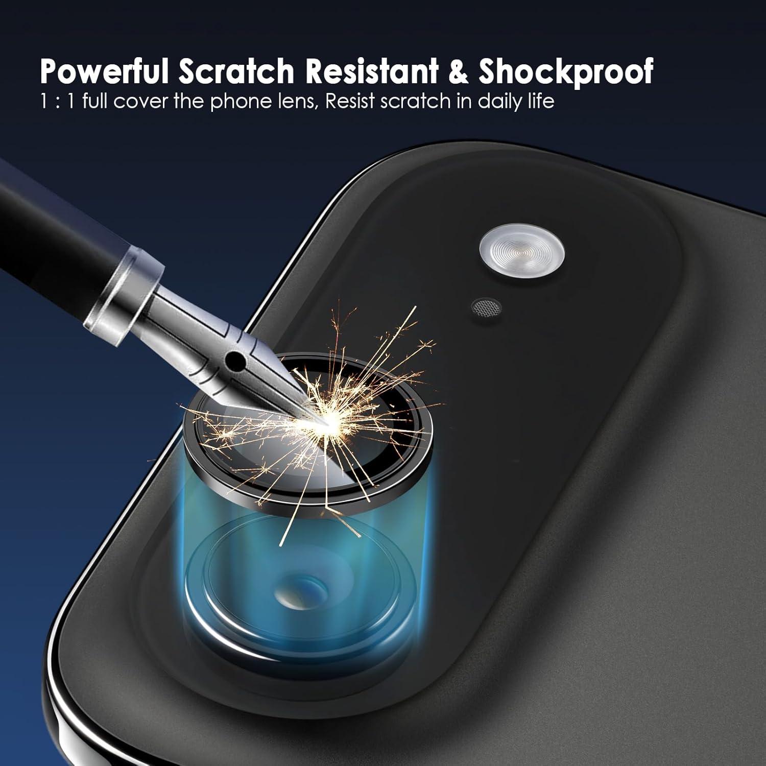 imageTENOC Camera Lens Protector for iPhone 17 Pro amp iPhone 17 Pro Max 9H Tempered Glass Camera Screen Cover Silver Metal Individual RingBlack
