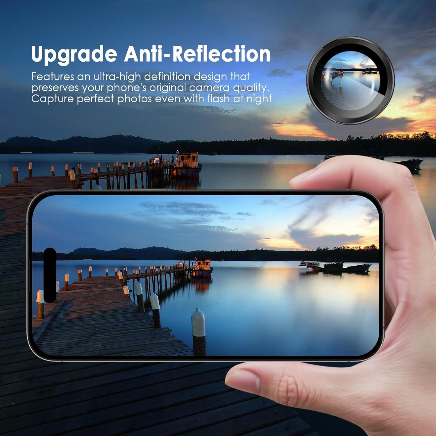 imageTENOC Camera Lens Protector for iPhone 17 Pro amp iPhone 17 Pro Max 9H Tempered Glass Camera Screen Cover Silver Metal Individual RingBlack
