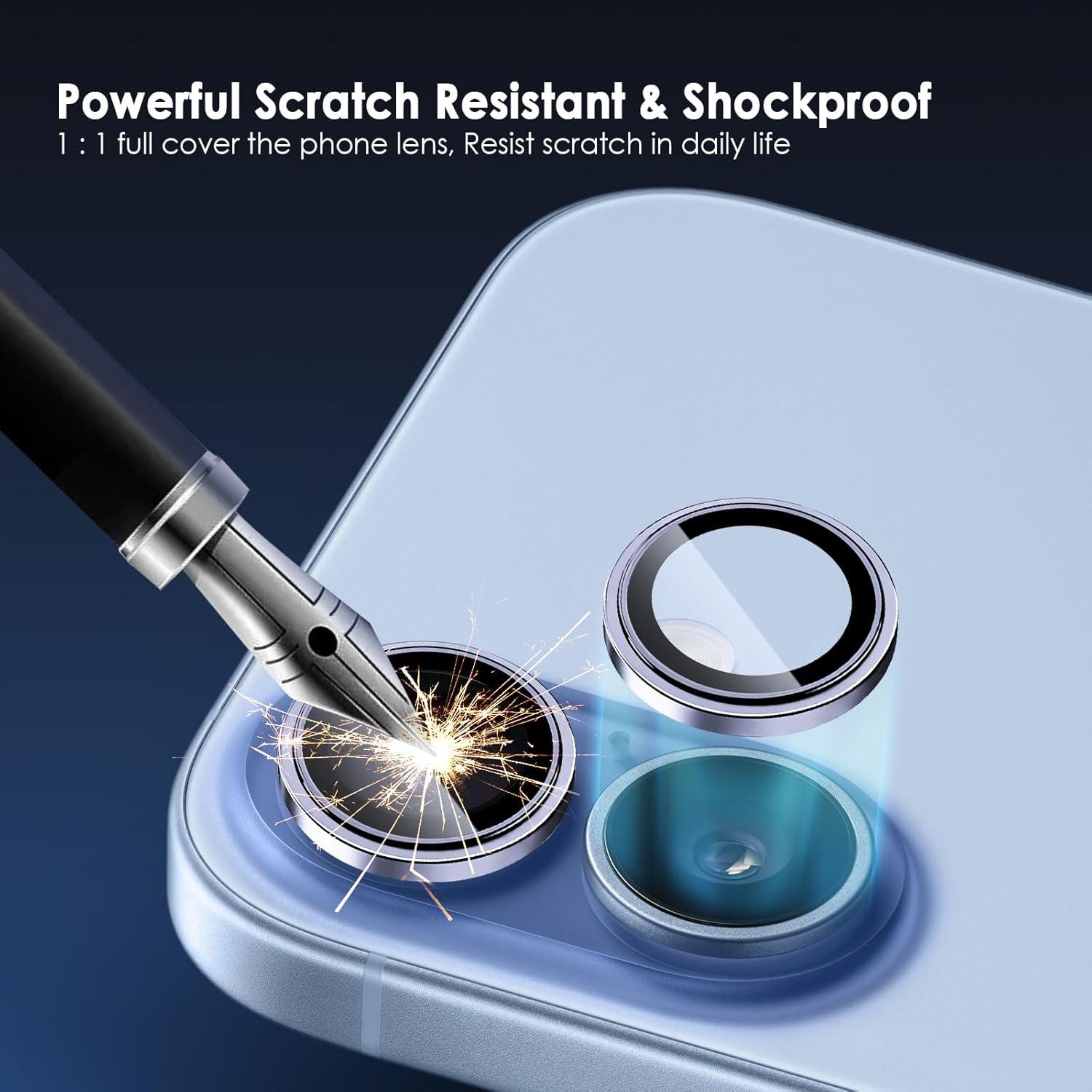 imageTENOC Camera Lens Protector for iPhone 17 Pro amp iPhone 17 Pro Max 9H Tempered Glass Camera Screen Cover Silver Metal Individual RingBlue