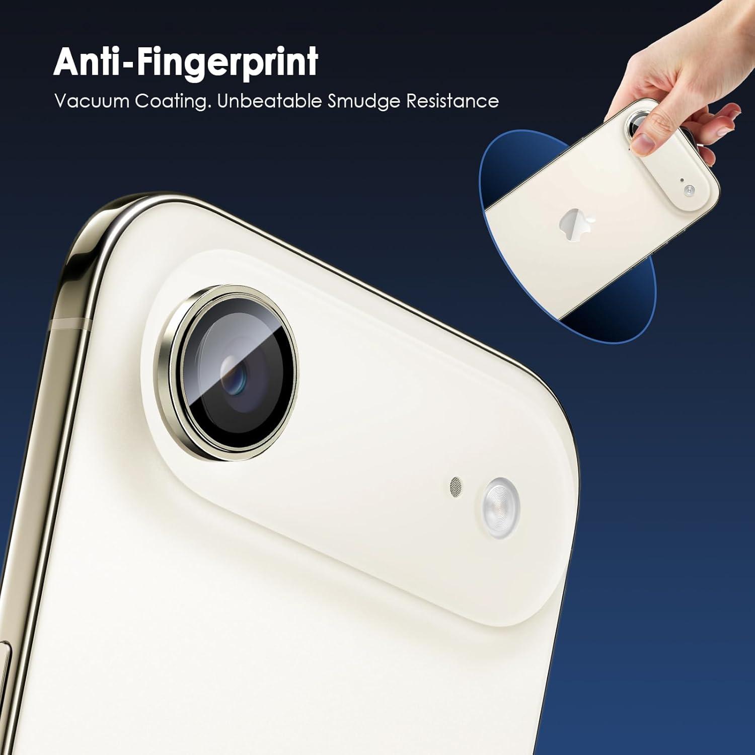 imageTENOC Camera Lens Protector for iPhone 17 Pro amp iPhone 17 Pro Max 9H Tempered Glass Camera Screen Cover Silver Metal Individual RingGold