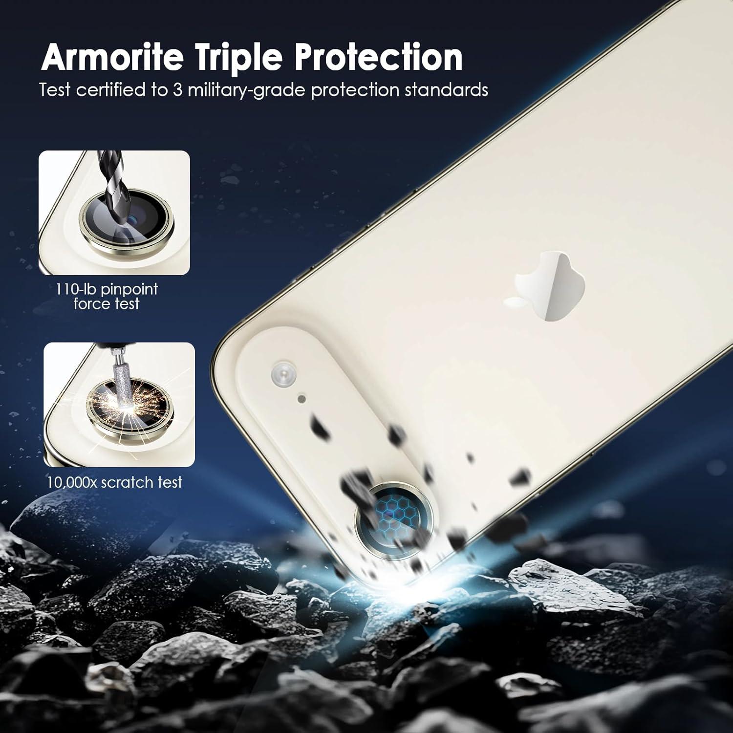imageTENOC Camera Lens Protector for iPhone 17 Pro amp iPhone 17 Pro Max 9H Tempered Glass Camera Screen Cover Silver Metal Individual RingGold