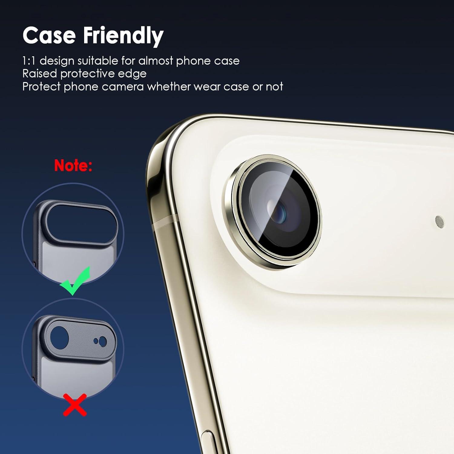 imageTENOC Camera Lens Protector for iPhone 17 Pro amp iPhone 17 Pro Max 9H Tempered Glass Camera Screen Cover Silver Metal Individual RingGold