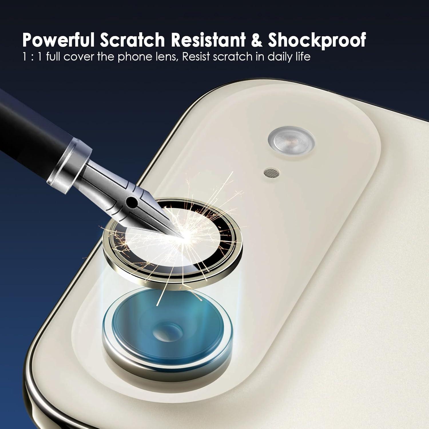 imageTENOC Camera Lens Protector for iPhone 17 Pro amp iPhone 17 Pro Max 9H Tempered Glass Camera Screen Cover Silver Metal Individual RingGold