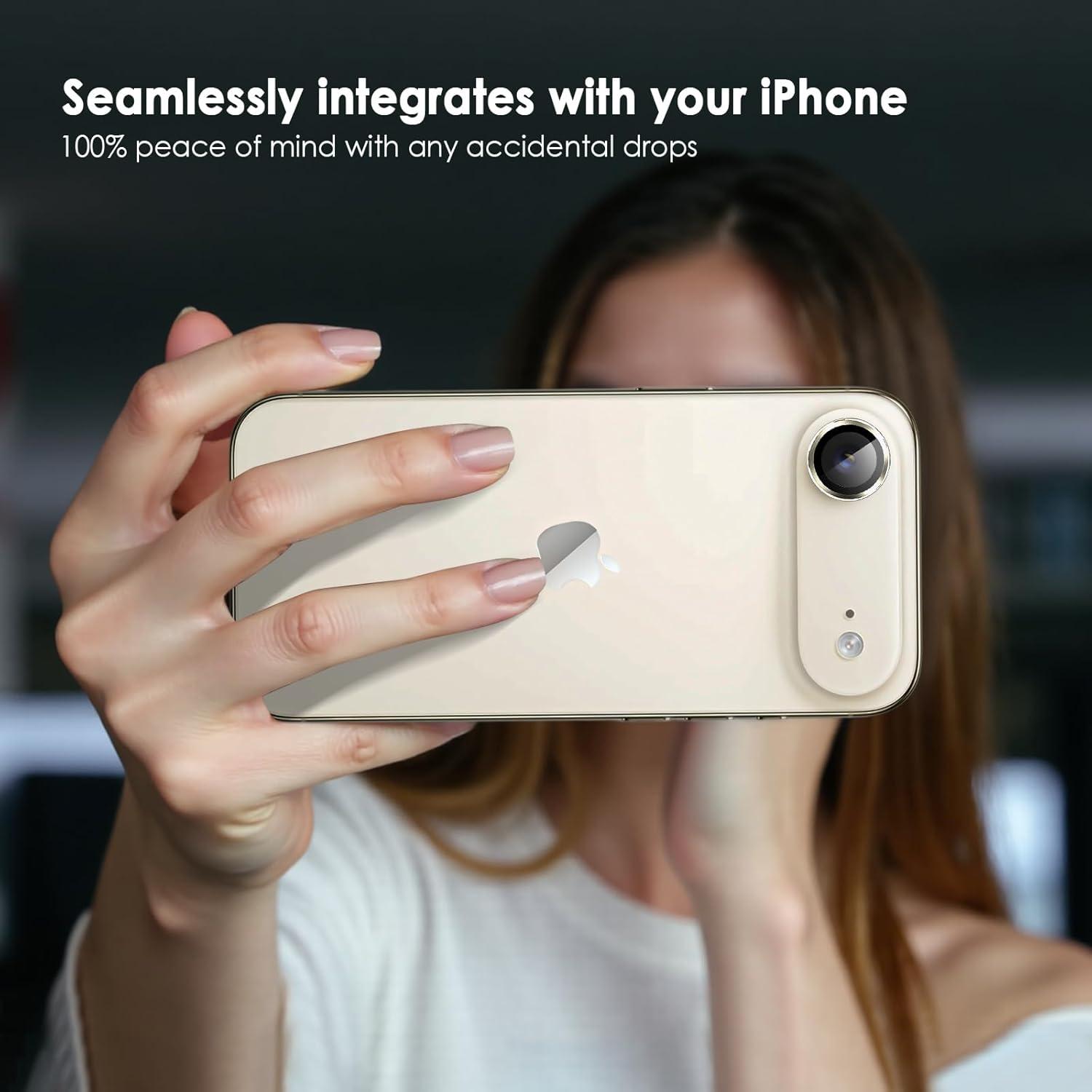 imageTENOC Camera Lens Protector for iPhone 17 Pro amp iPhone 17 Pro Max 9H Tempered Glass Camera Screen Cover Silver Metal Individual RingGold
