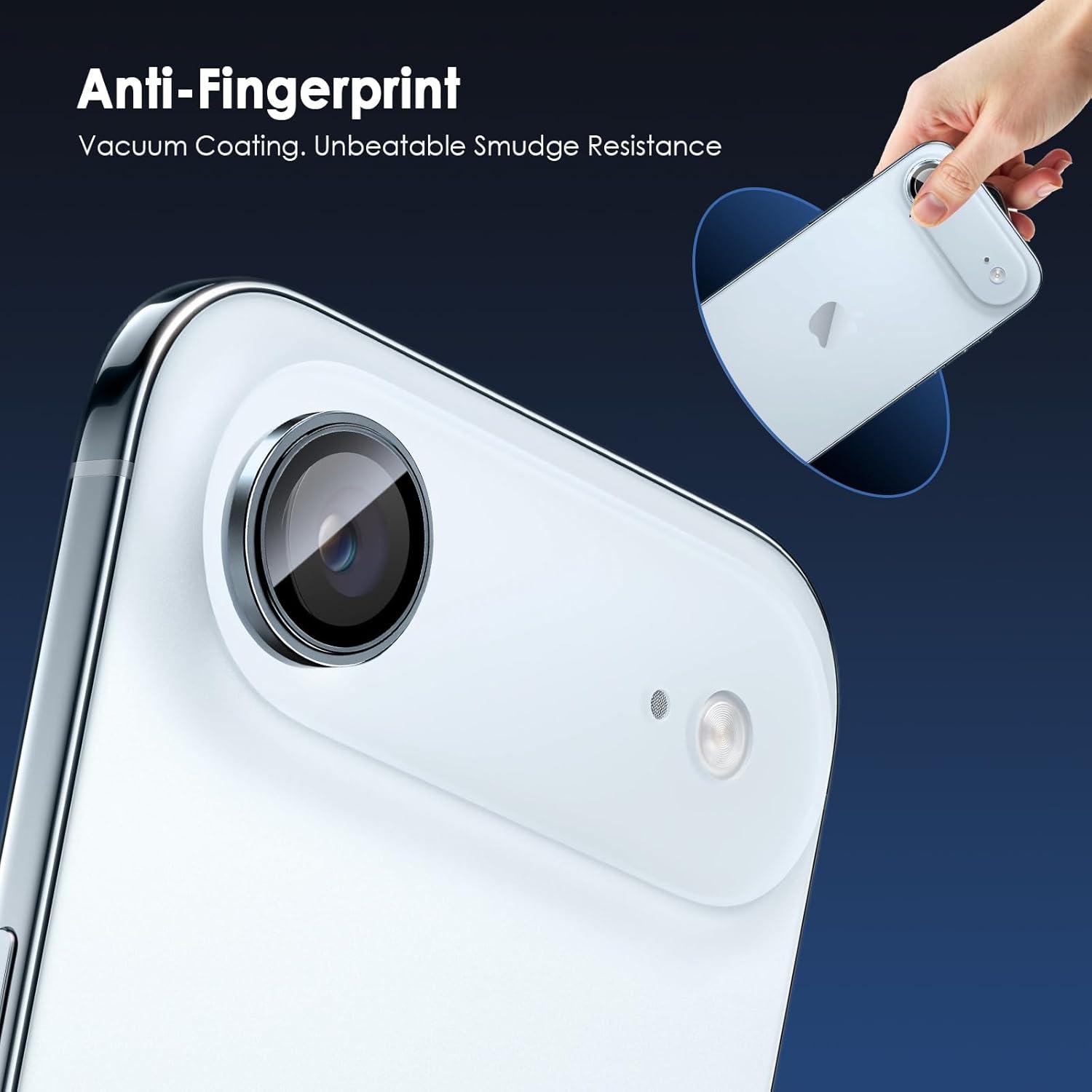 imageTENOC Camera Lens Protector for iPhone 17 Pro amp iPhone 17 Pro Max 9H Tempered Glass Camera Screen Cover Silver Metal Individual RingGray