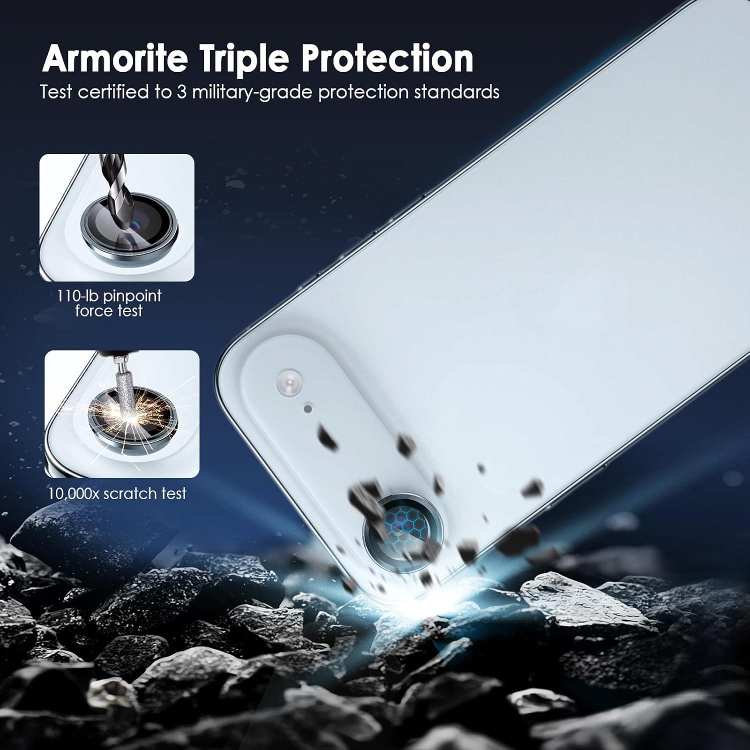 imageTENOC Camera Lens Protector for iPhone 17 Pro amp iPhone 17 Pro Max 9H Tempered Glass Camera Screen Cover Silver Metal Individual RingGray
