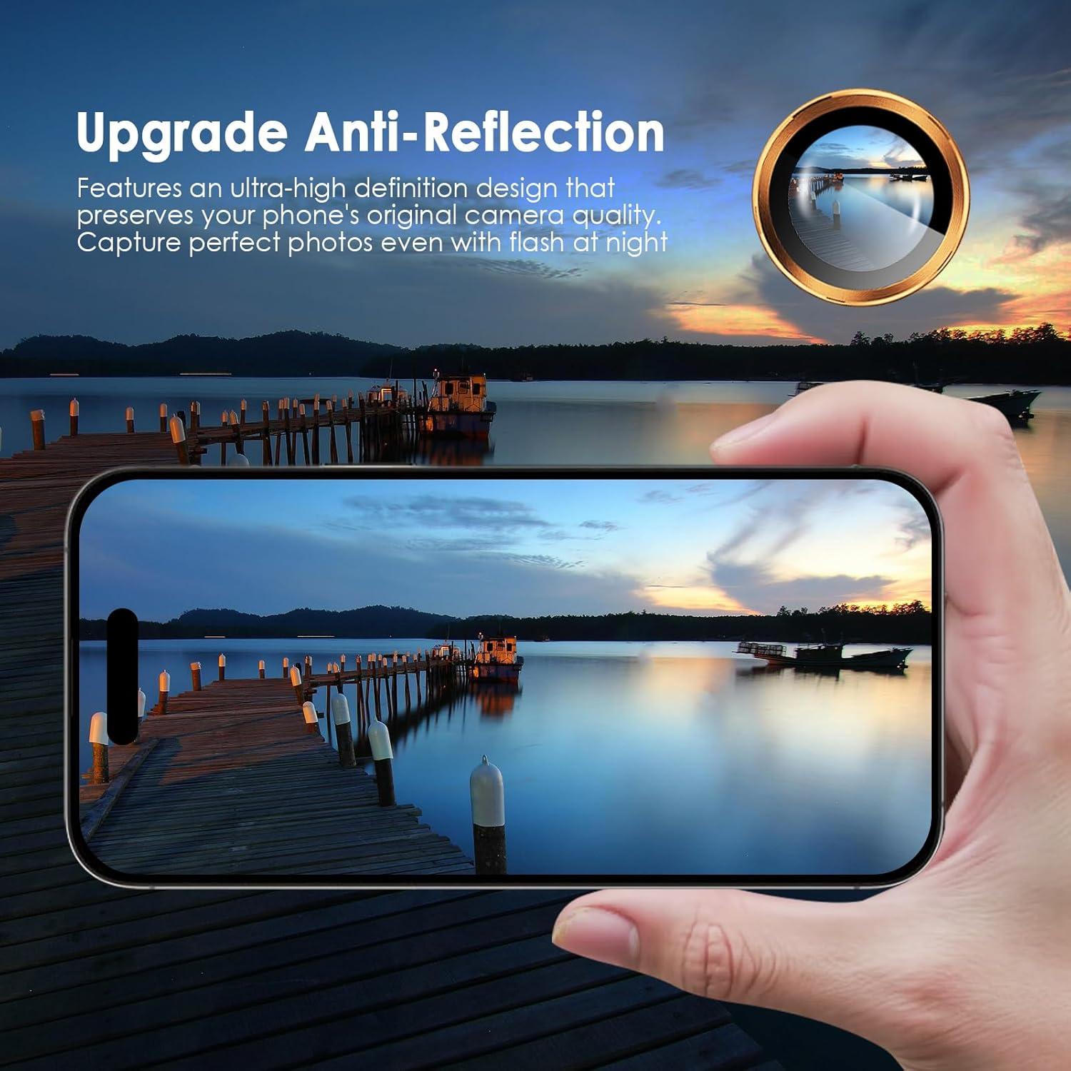 imageTENOC Camera Lens Protector for iPhone 17 Pro amp iPhone 17 Pro Max 9H Tempered Glass Camera Screen Cover Silver Metal Individual RingOragne