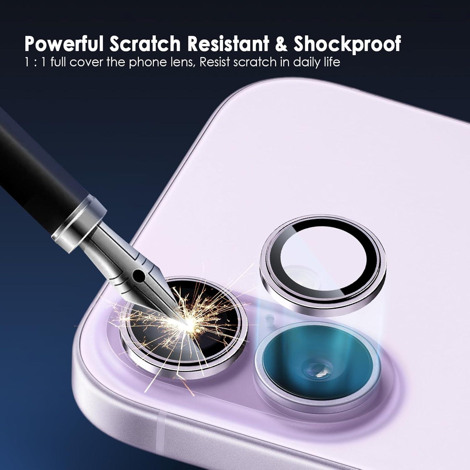 imageTENOC Camera Lens Protector for iPhone 17 Pro amp iPhone 17 Pro Max 9H Tempered Glass Camera Screen Cover Silver Metal Individual RingPurple