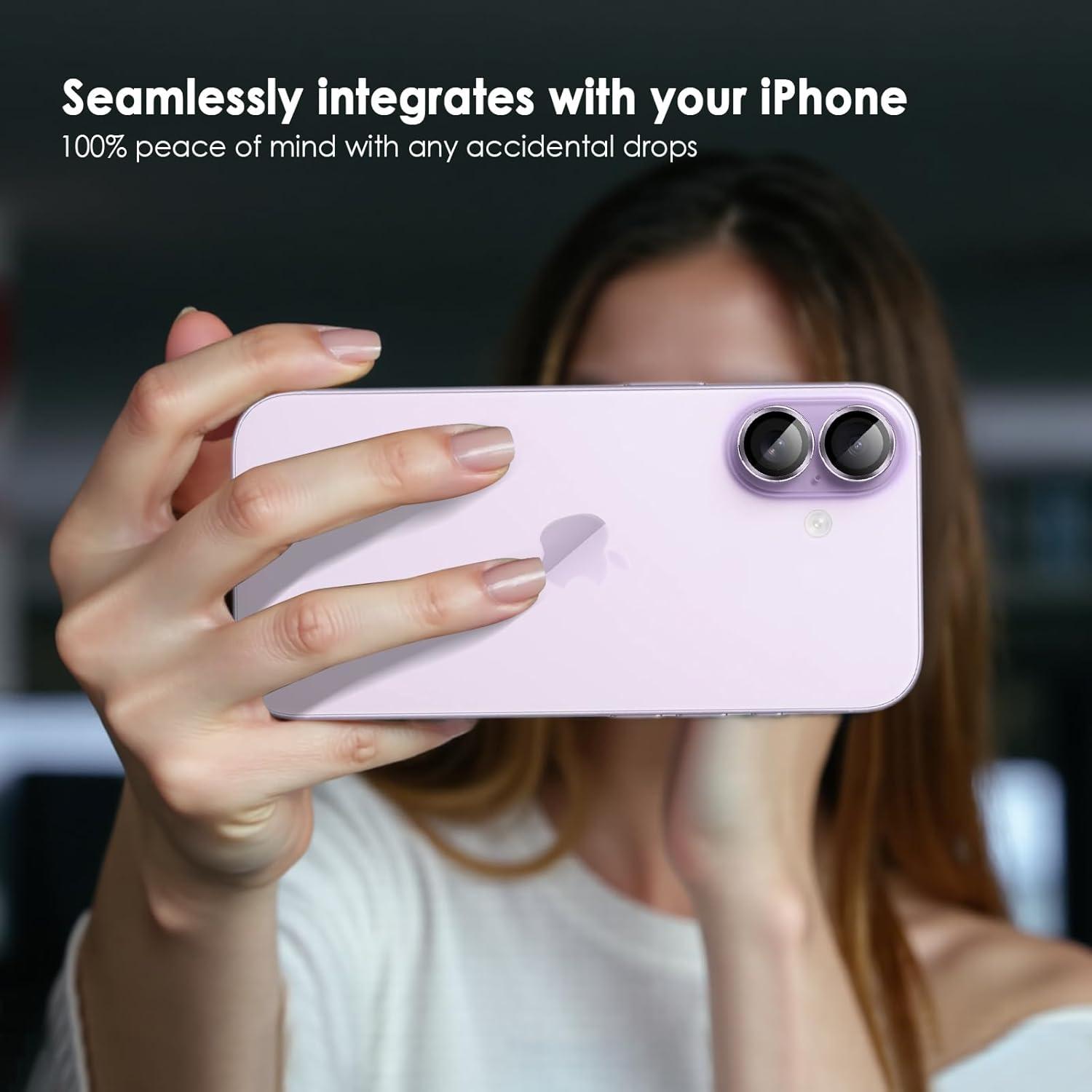 imageTENOC Camera Lens Protector for iPhone 17 Pro amp iPhone 17 Pro Max 9H Tempered Glass Camera Screen Cover Silver Metal Individual RingPurple