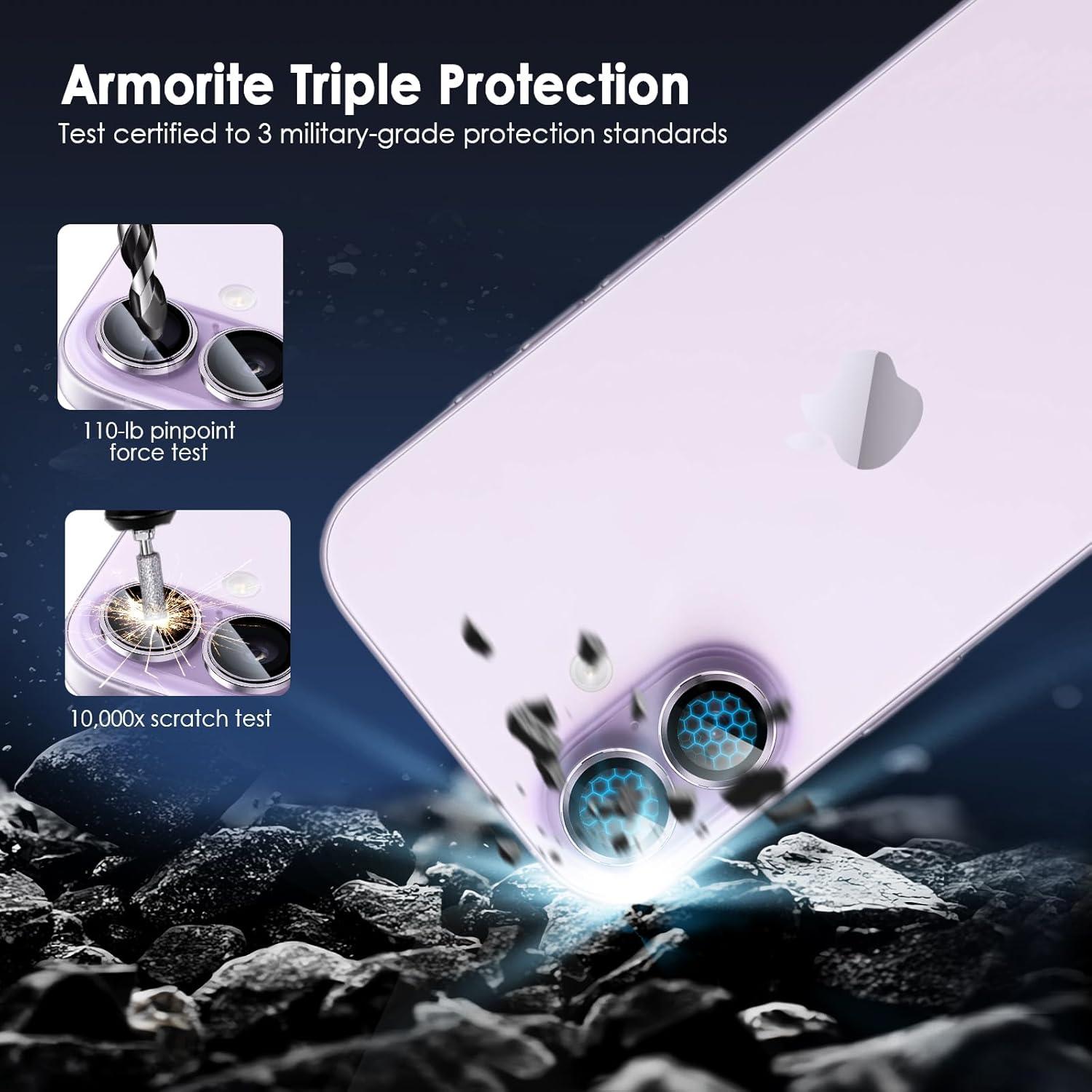 imageTENOC Camera Lens Protector for iPhone 17 Pro amp iPhone 17 Pro Max 9H Tempered Glass Camera Screen Cover Silver Metal Individual RingPurple
