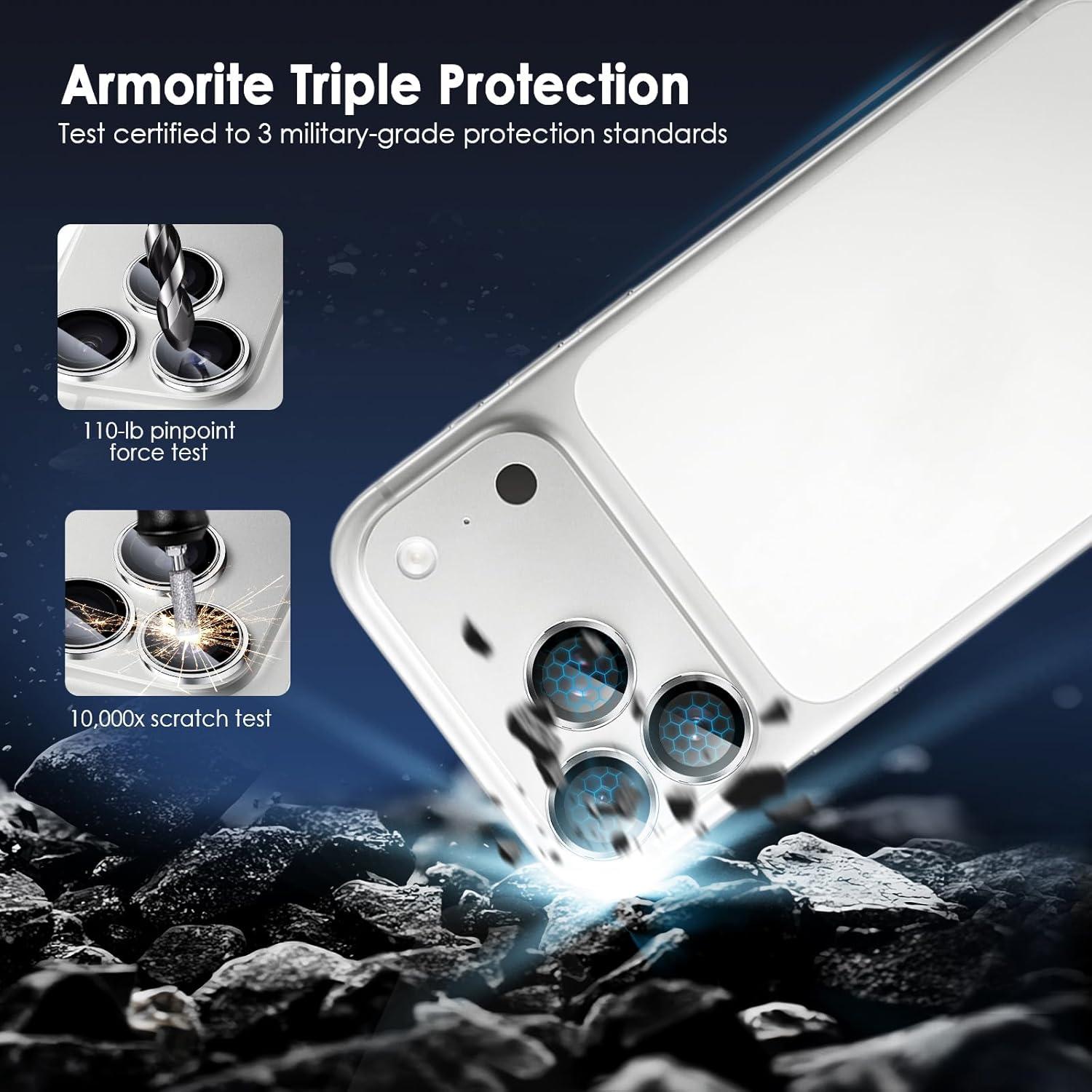 imageTENOC Camera Lens Protector for iPhone 17 Pro amp iPhone 17 Pro Max 9H Tempered Glass Camera Screen Cover Silver Metal Individual RingSilver