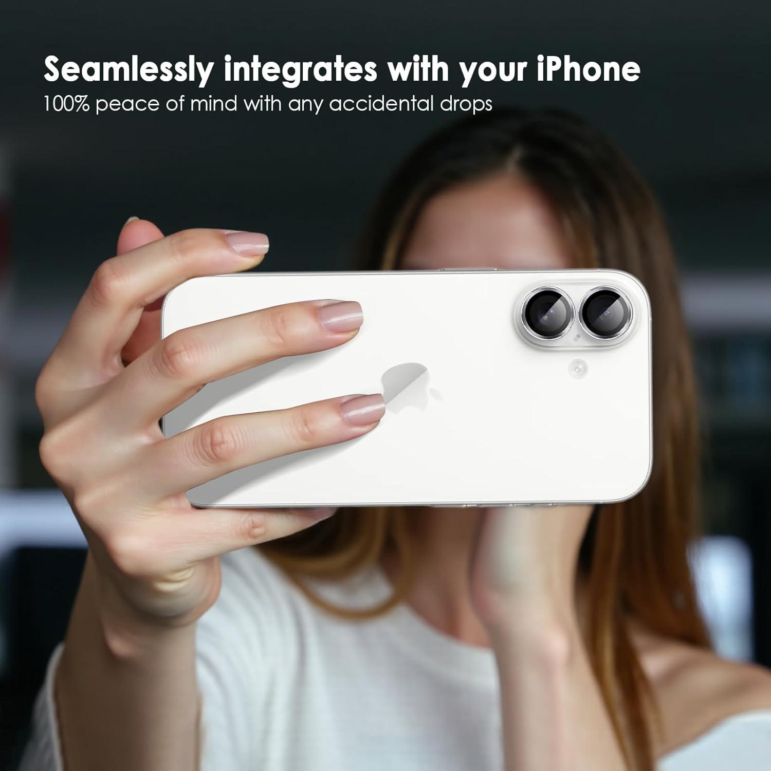 imageTENOC Camera Lens Protector for iPhone 17 Pro amp iPhone 17 Pro Max 9H Tempered Glass Camera Screen Cover Silver Metal Individual RingSilver