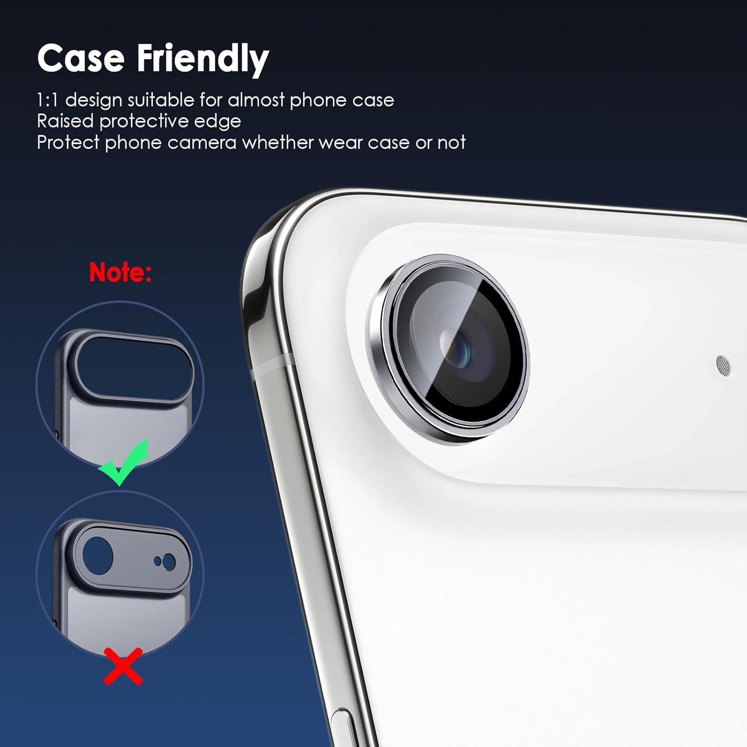 imageTENOC Camera Lens Protector for iPhone 17 Pro amp iPhone 17 Pro Max 9H Tempered Glass Camera Screen Cover Silver Metal Individual RingSilver
