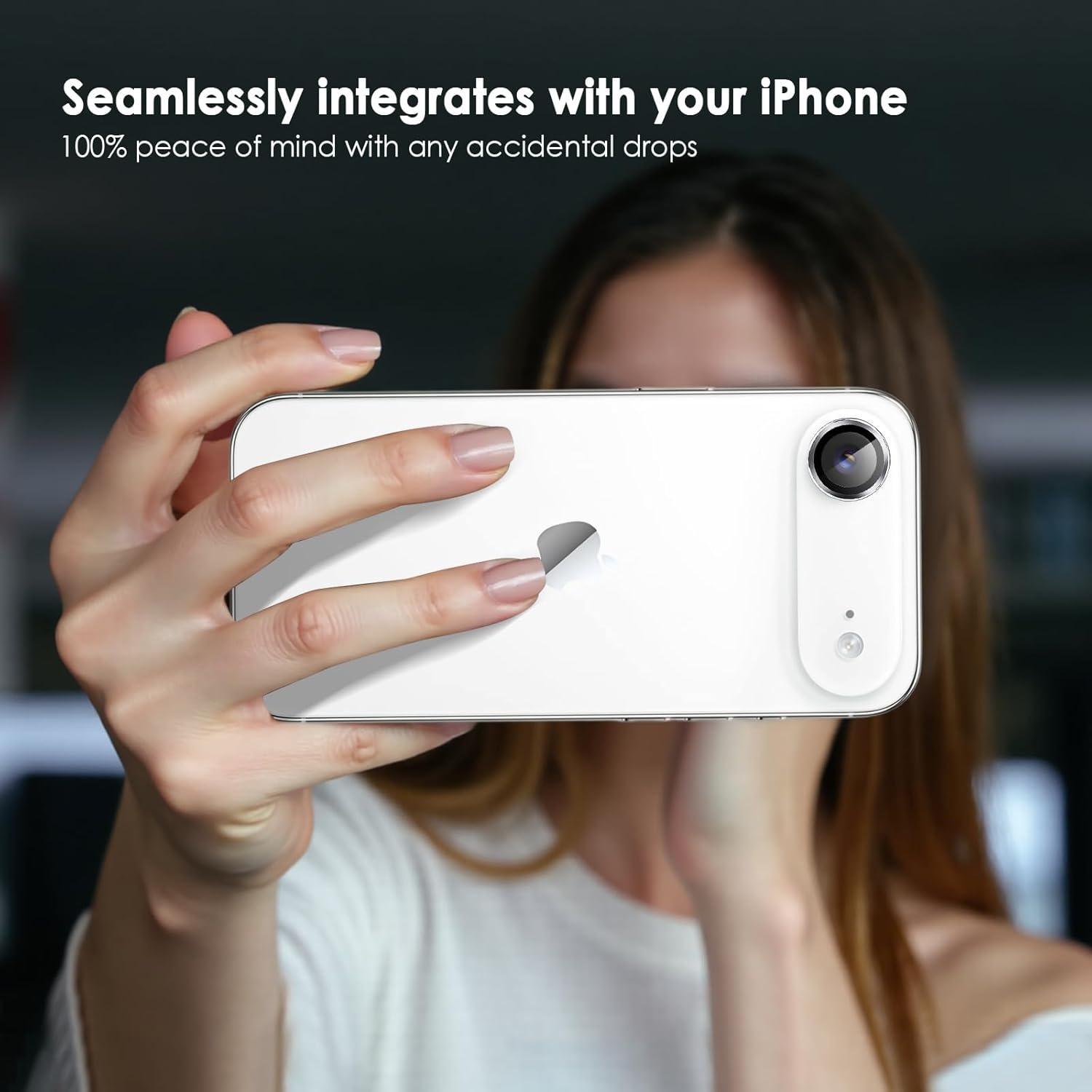 imageTENOC Camera Lens Protector for iPhone 17 Pro amp iPhone 17 Pro Max 9H Tempered Glass Camera Screen Cover Silver Metal Individual RingSilver