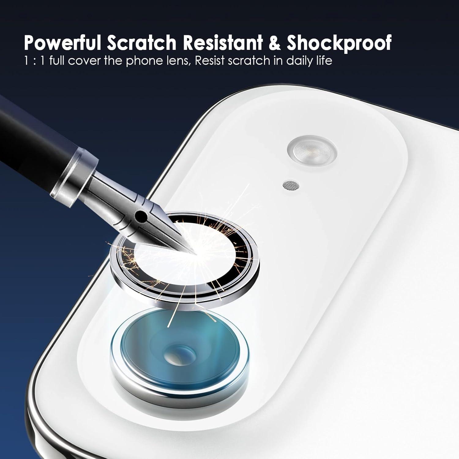 imageTENOC Camera Lens Protector for iPhone 17 Pro amp iPhone 17 Pro Max 9H Tempered Glass Camera Screen Cover Silver Metal Individual RingSilver