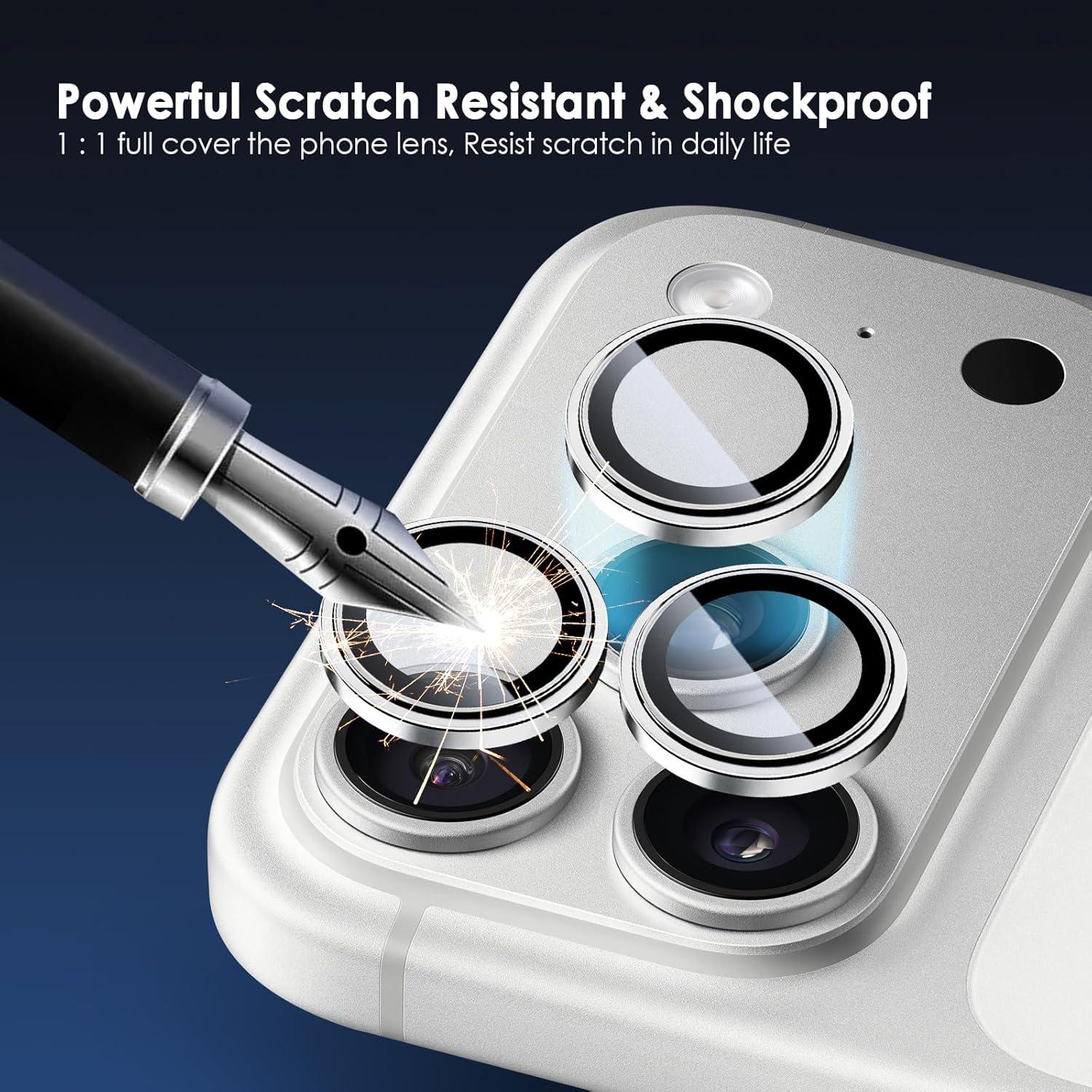 imageTENOC Camera Lens Protector for iPhone 17 Pro amp iPhone 17 Pro Max 9H Tempered Glass Camera Screen Cover Silver Metal Individual RingSilver