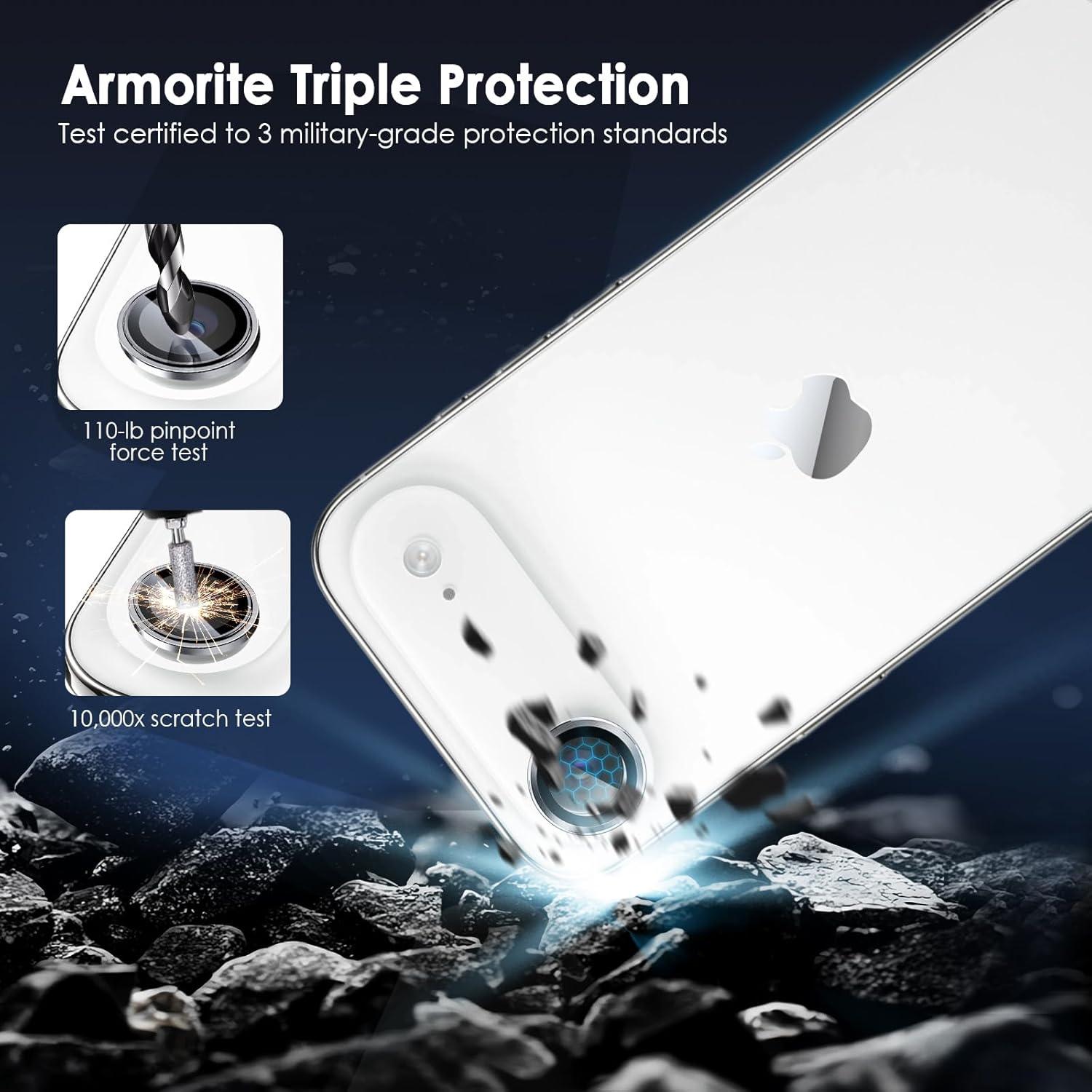 imageTENOC Camera Lens Protector for iPhone 17 Pro amp iPhone 17 Pro Max 9H Tempered Glass Camera Screen Cover Silver Metal Individual RingSilver