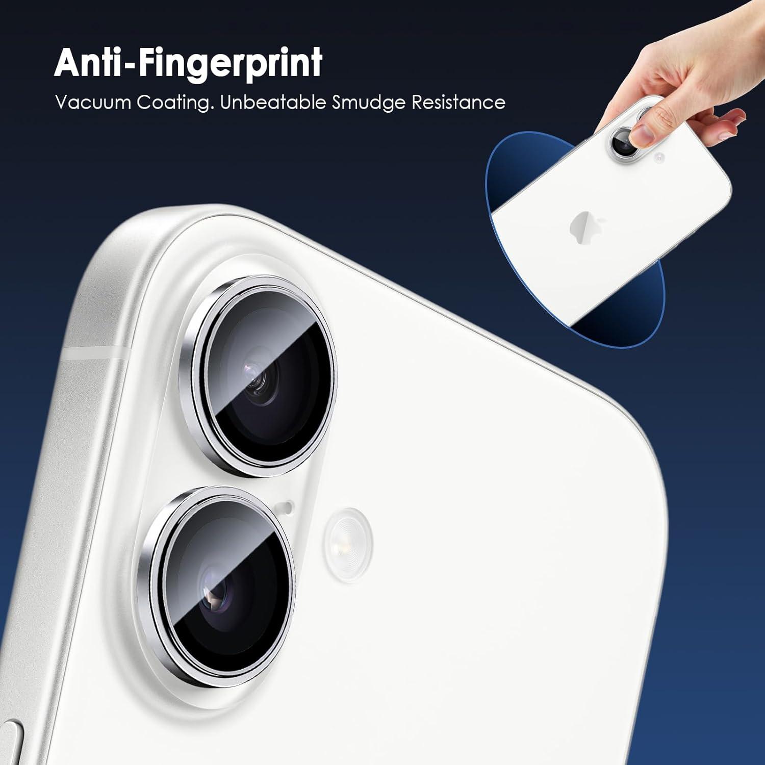 imageTENOC Camera Lens Protector for iPhone 17 Pro amp iPhone 17 Pro Max 9H Tempered Glass Camera Screen Cover Silver Metal Individual RingSilver