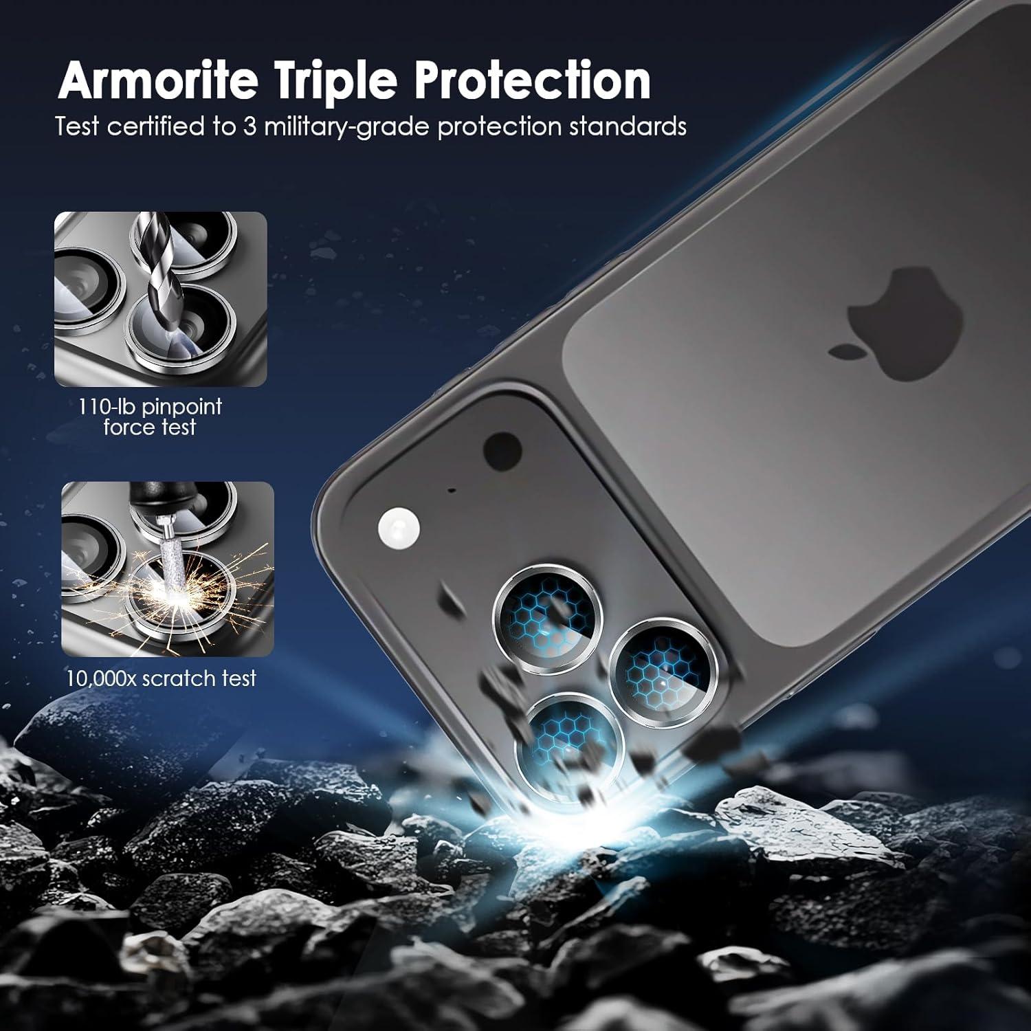 imageTENOC Camera Lens Protector for iPhone 17 Pro amp iPhone 17 Pro Max 9H Tempered Glass Camera Screen Cover Silver Metal Individual RingTitanium