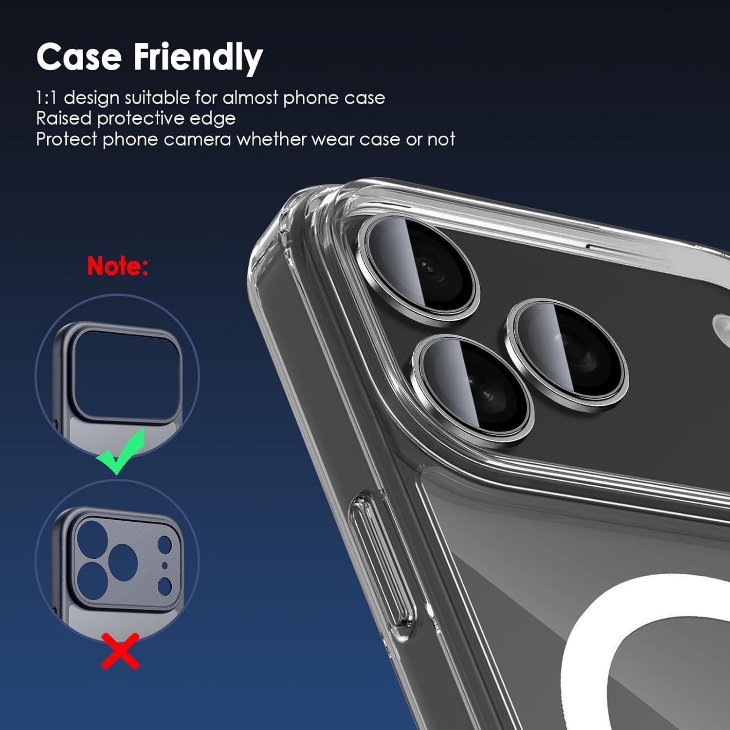imageTENOC Camera Lens Protector for iPhone 17 Pro amp iPhone 17 Pro Max 9H Tempered Glass Camera Screen Cover Silver Metal Individual RingTitanium