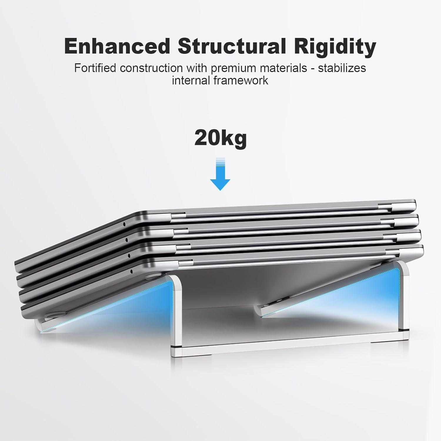imageTENOC Foldable Laptop Stand for Desk Universal Laptop Riser Ventilated Holder Mount Compatible with MacBook Notebook ASUS Acer and More BlackSilver