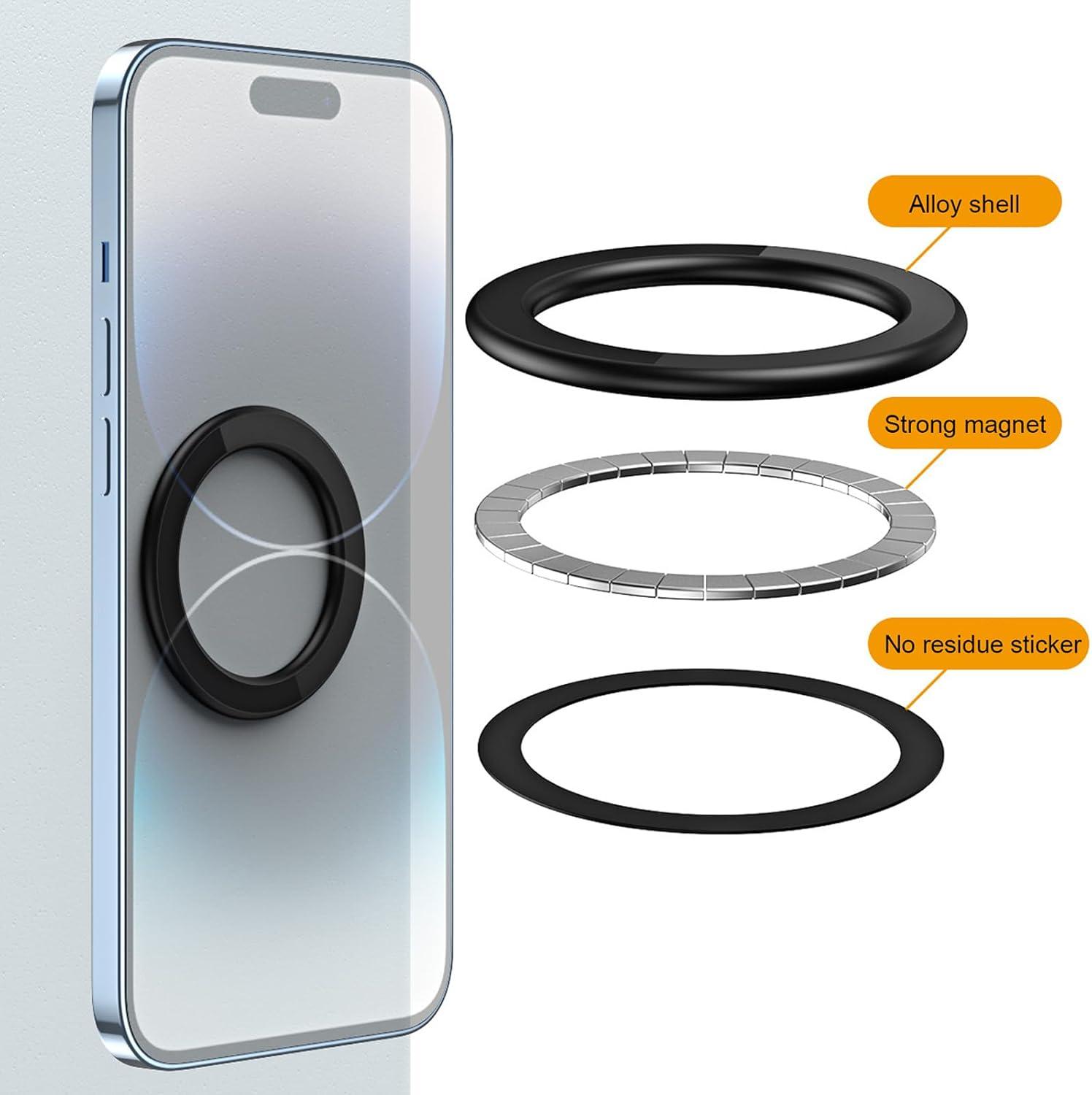 imageTENOC Magnetic Wall Mount Magnet Ring Phone Holder HandsFree Mirror Shower Car Magnet Stand for All Cellphones BlackBlack