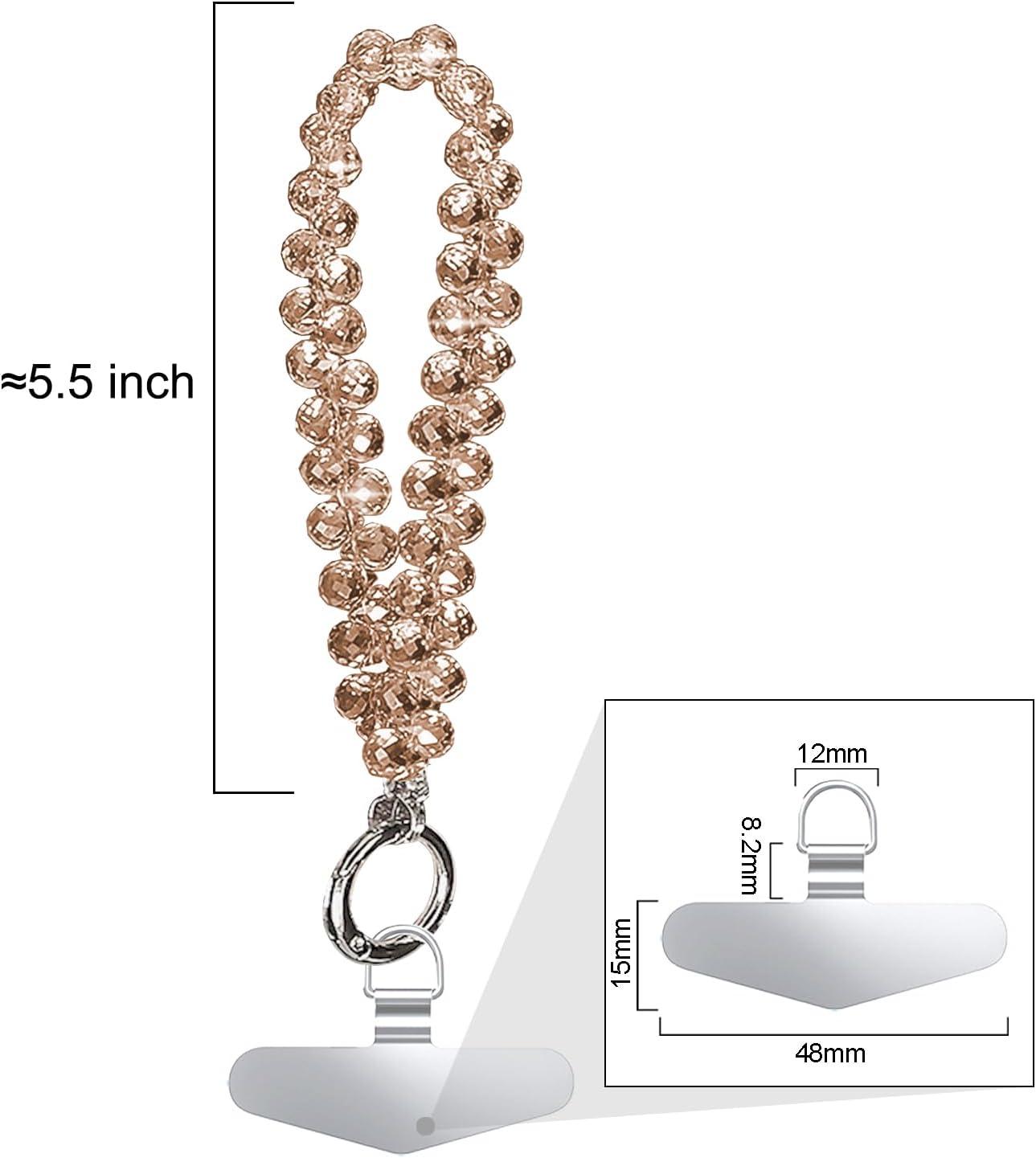 imageTENOC Marble Beaded Phone Wrist Strap Cellphone Lanyard with Tether Tab HandsFree Phone Chain Wristlet Bracelet Keychain Obsidian BlackAgold