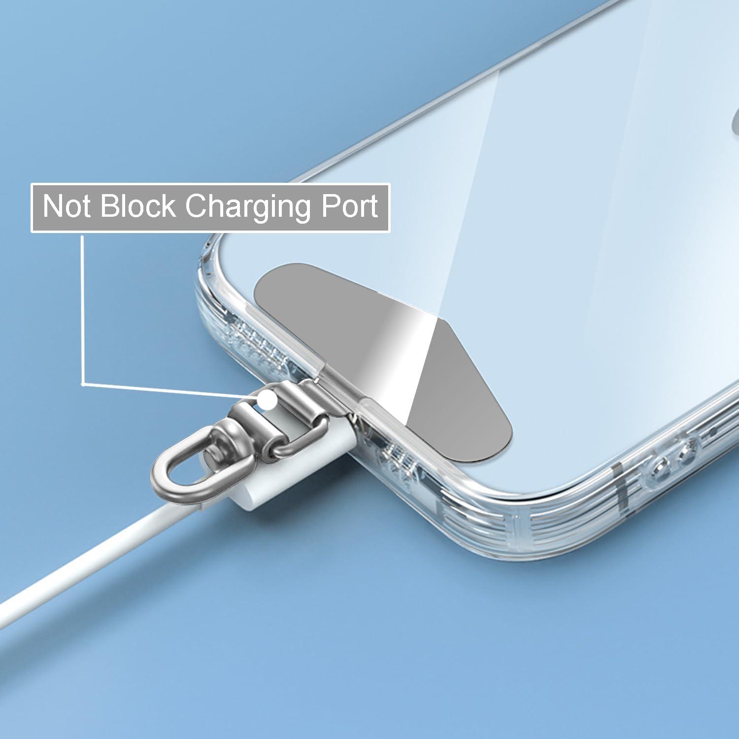 imageTENOC Metal Phone Tether Tab Metal Phone Patch Universal Cellphone Lanyard Pad for Full Phone Cases 2 x Sliver360 Rotationsilver