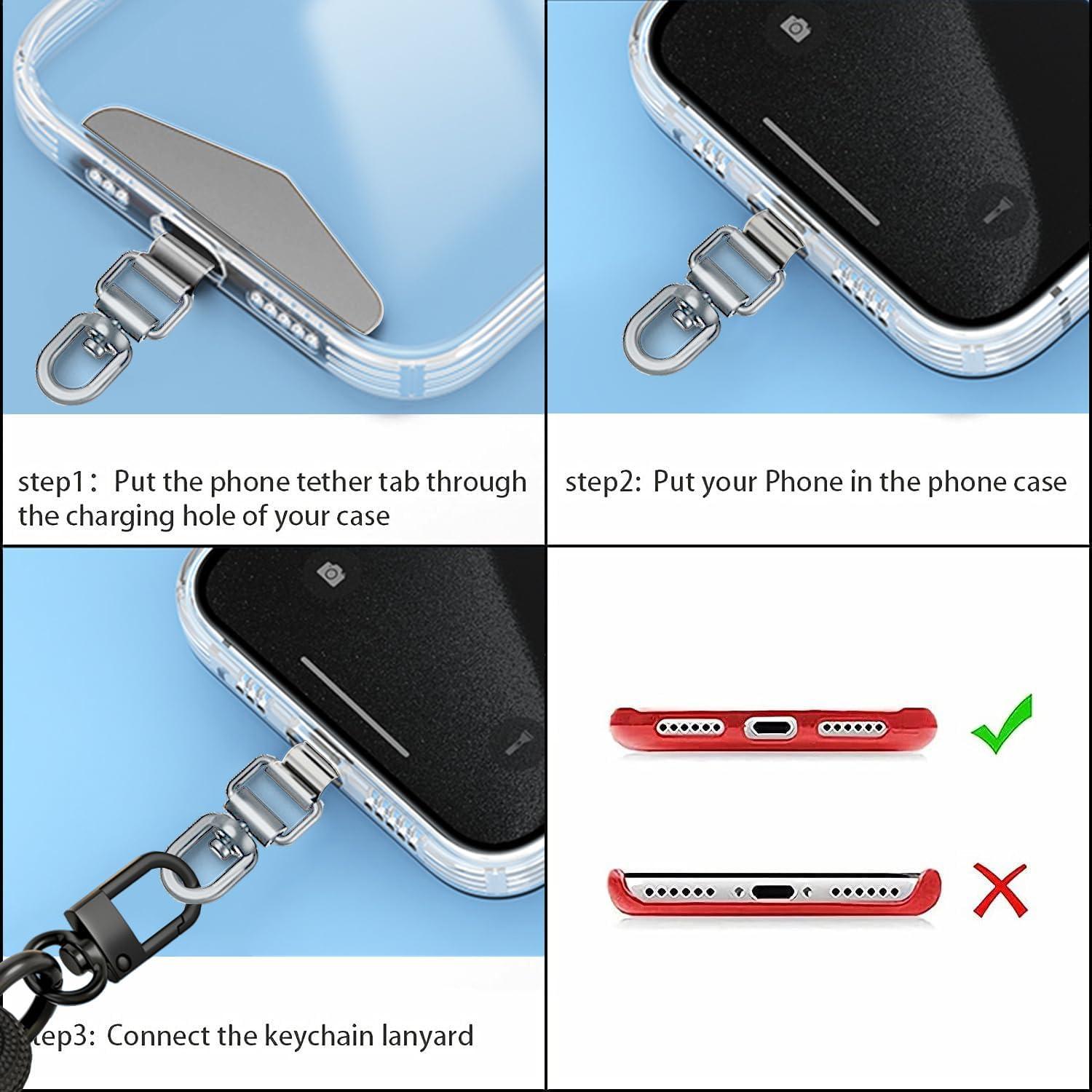 imageTENOC Metal Phone Tether Tab Metal Phone Patch Universal Cellphone Lanyard Pad for Full Phone Cases 2 x Sliver360 Rotationsilver