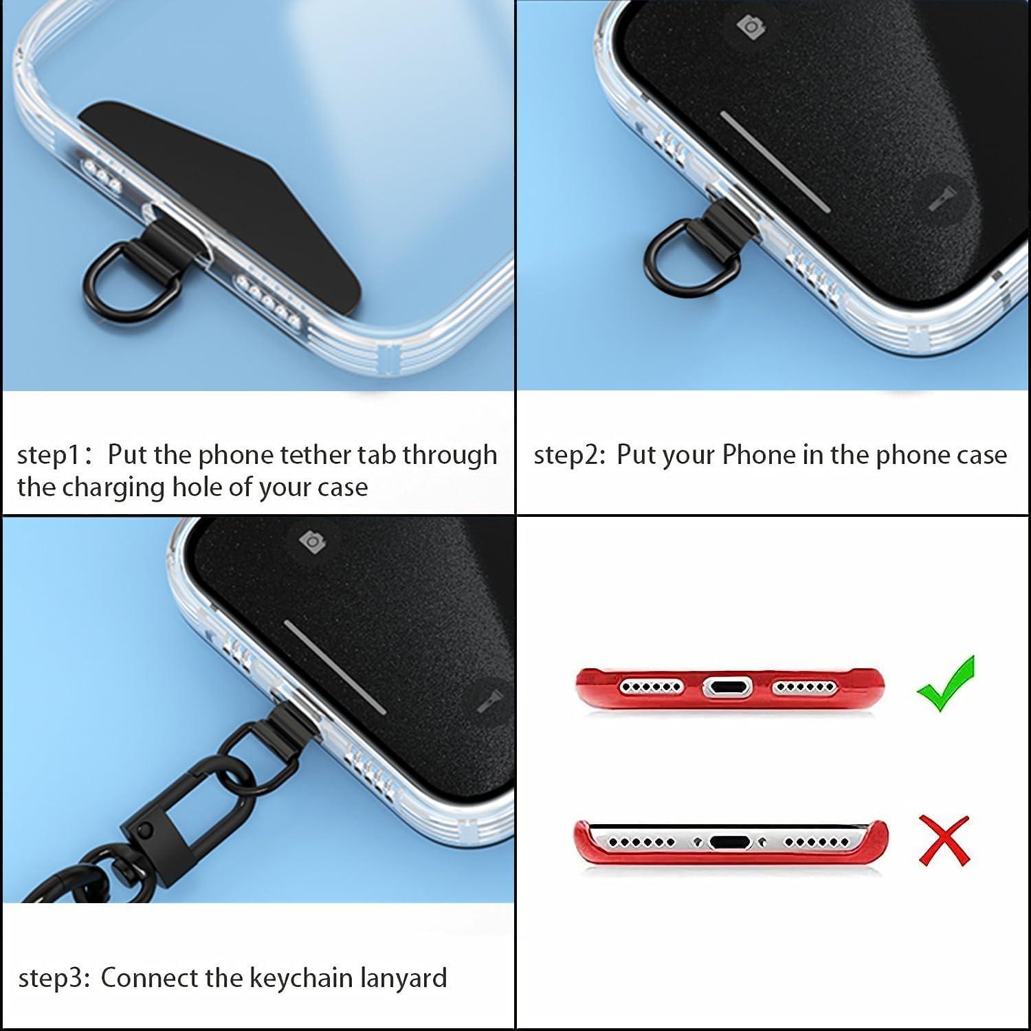 imageTENOC Metal Phone Tether Tab Metal Phone Patch Universal Cellphone Lanyard Pad for Full Phone Cases 2 x SliverSliver Black