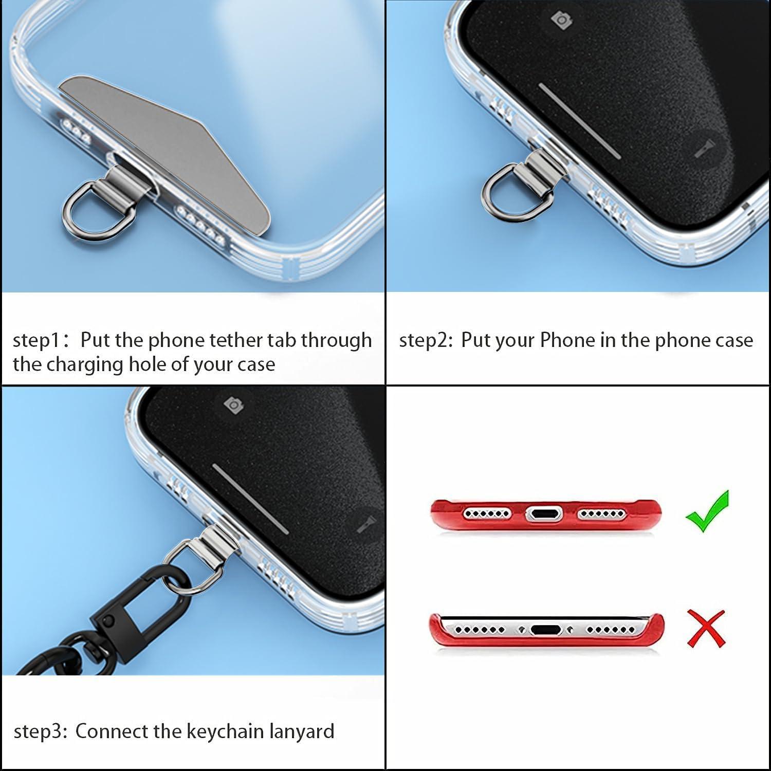 imageTENOC Metal Phone Tether Tab Metal Phone Patch Universal Cellphone Lanyard Pad for Full Phone Cases 2 x SliverSliver