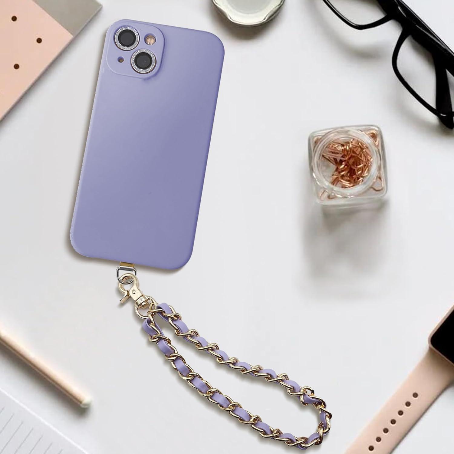 imageTENOC Metal Phone Wrist Strap Universal Cellphone Lanyard with Tether Tab HandsFree Anti Theft Phone Chain WristletWpurple
