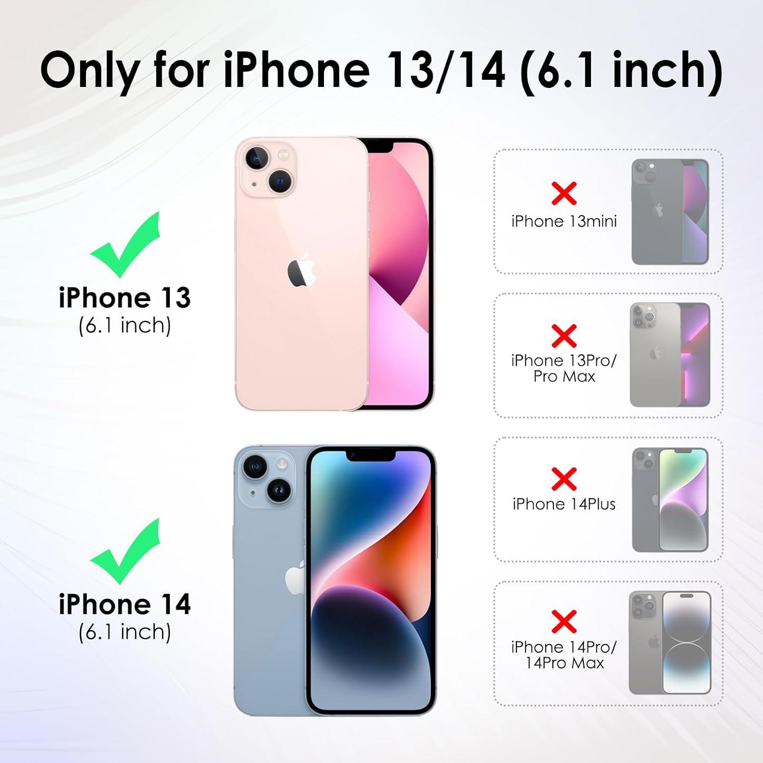 imageTENOC Phone Case Compatible with iPhone 13 amp iPhone 14 Black Case AntiFingerprint Protective Bumper Matte Cover for 61 InchClear Aesthetic