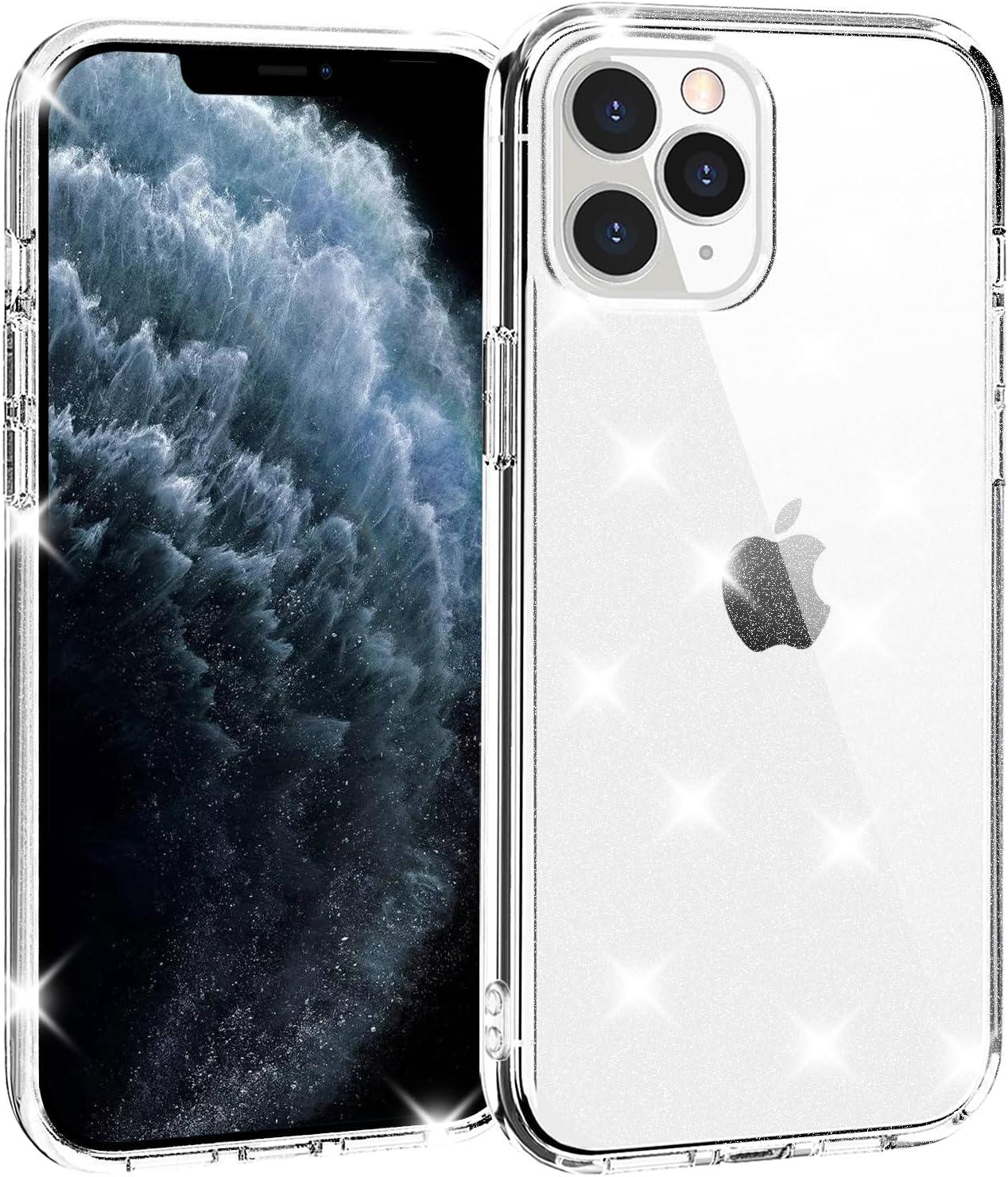 imageTENOC Phone Case Compatible with iPhone 13 amp iPhone 14 Black Case AntiFingerprint Protective Bumper Matte Cover for 61 InchClear Glitter