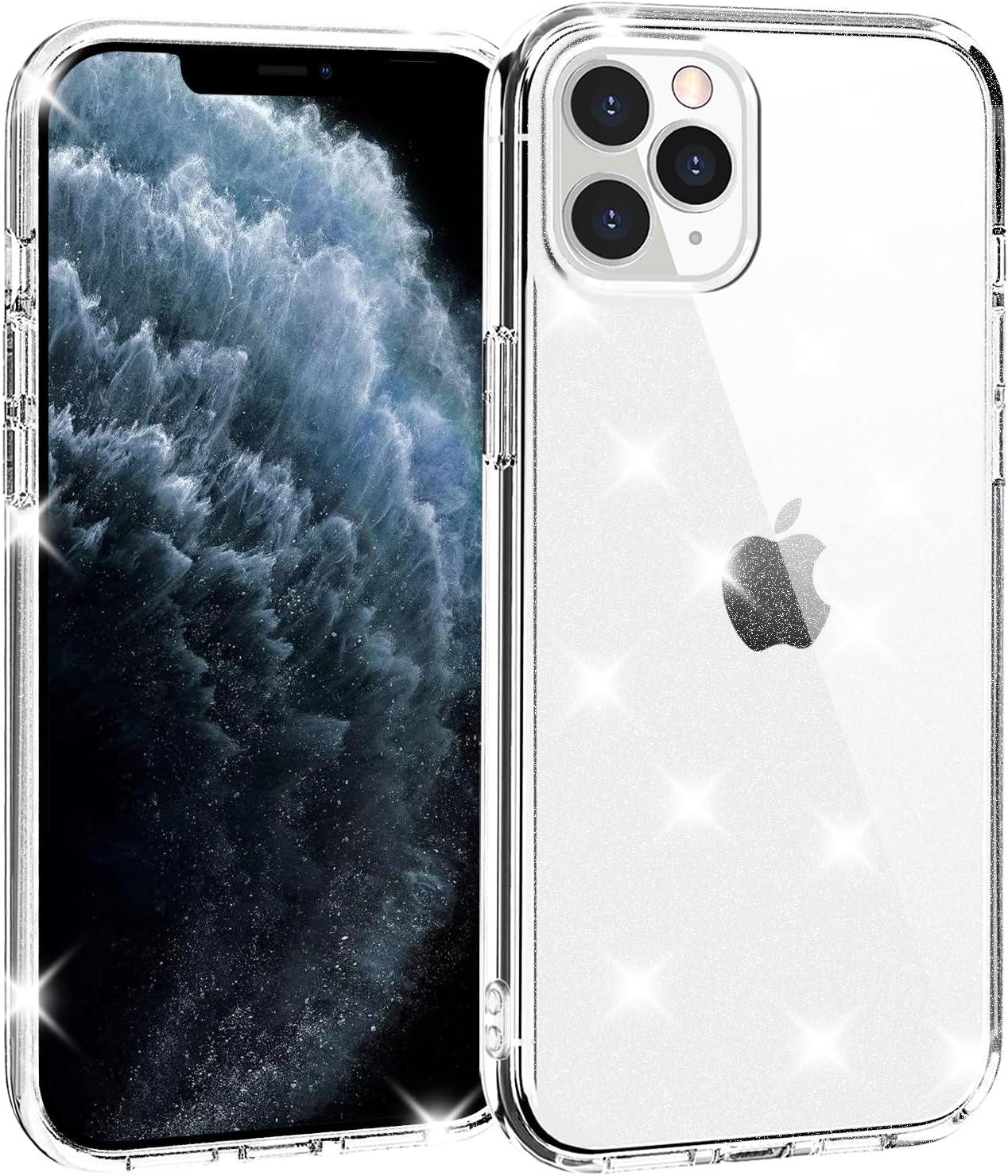 imageTENOC Phone Case Compatible with iPhone 13 amp iPhone 14 Black Case AntiFingerprint Protective Bumper Matte Cover for 61 InchClear Glitter