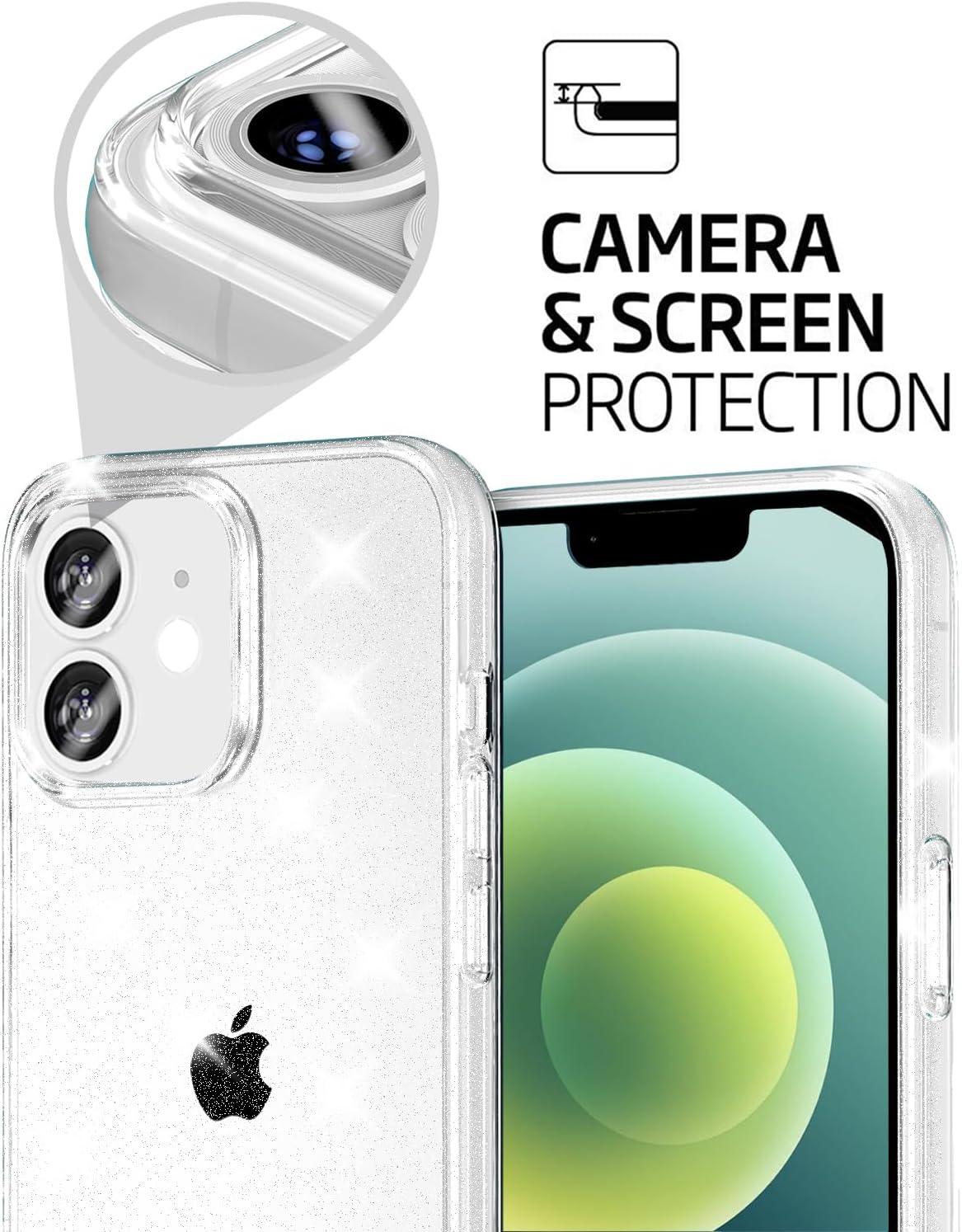 imageTENOC Phone Case Compatible with iPhone 13 amp iPhone 14 Black Case AntiFingerprint Protective Bumper Matte Cover for 61 InchClear Glitter
