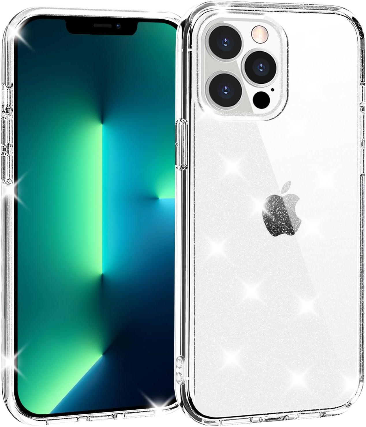 imageTENOC Phone Case Compatible with iPhone 13 amp iPhone 14 Black Case AntiFingerprint Protective Bumper Matte Cover for 61 InchClear Glitter