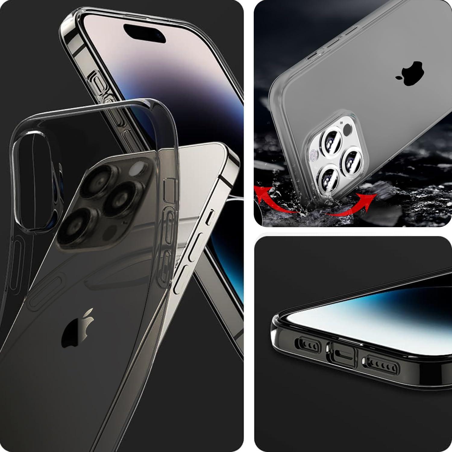 imageTENOC Phone Case Compatible with iPhone 13 amp iPhone 14 Black Case AntiFingerprint Protective Bumper Matte Cover for 61 InchClear Gray