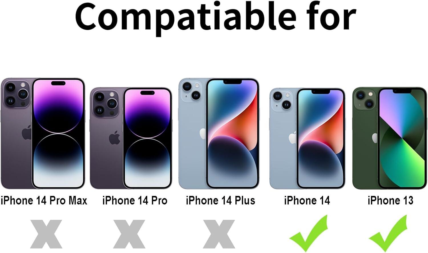 imageTENOC Phone Case Compatible with iPhone 13 amp iPhone 14 Black Case AntiFingerprint Protective Bumper Matte Cover for 61 InchClear Gray