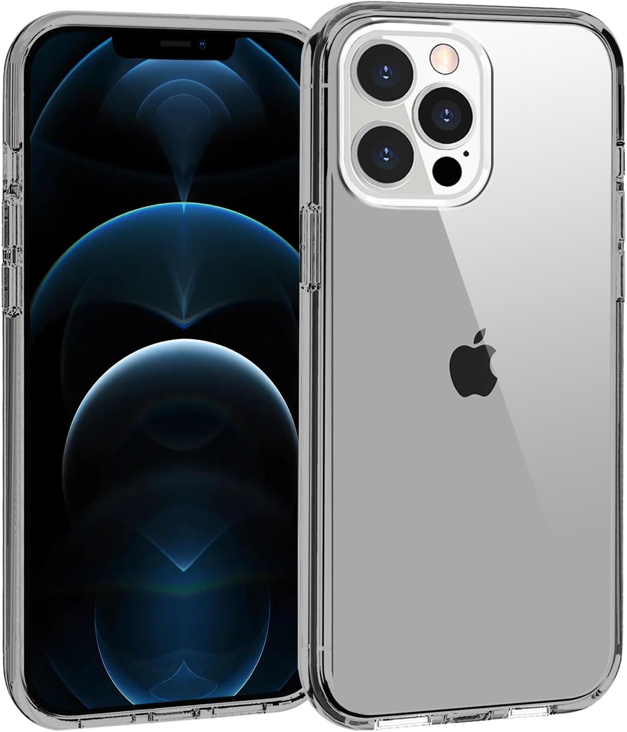 imageTENOC Phone Case Compatible with iPhone 13 amp iPhone 14 Black Case AntiFingerprint Protective Bumper Matte Cover for 61 InchClear Gray