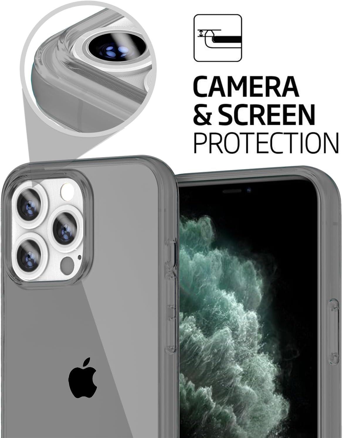 imageTENOC Phone Case Compatible with iPhone 13 amp iPhone 14 Black Case AntiFingerprint Protective Bumper Matte Cover for 61 InchClear Gray