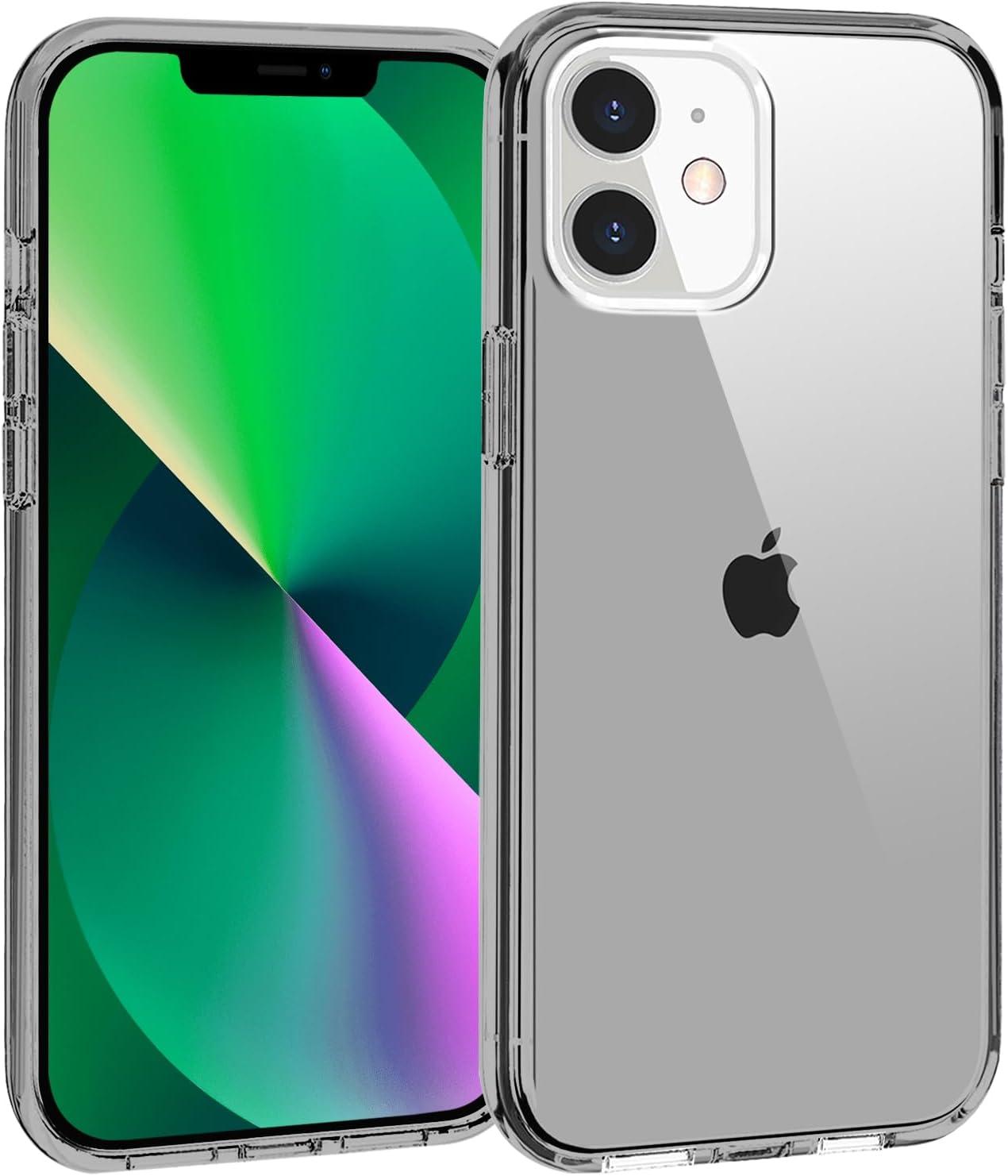 imageTENOC Phone Case Compatible with iPhone 13 amp iPhone 14 Black Case AntiFingerprint Protective Bumper Matte Cover for 61 InchClear Gray