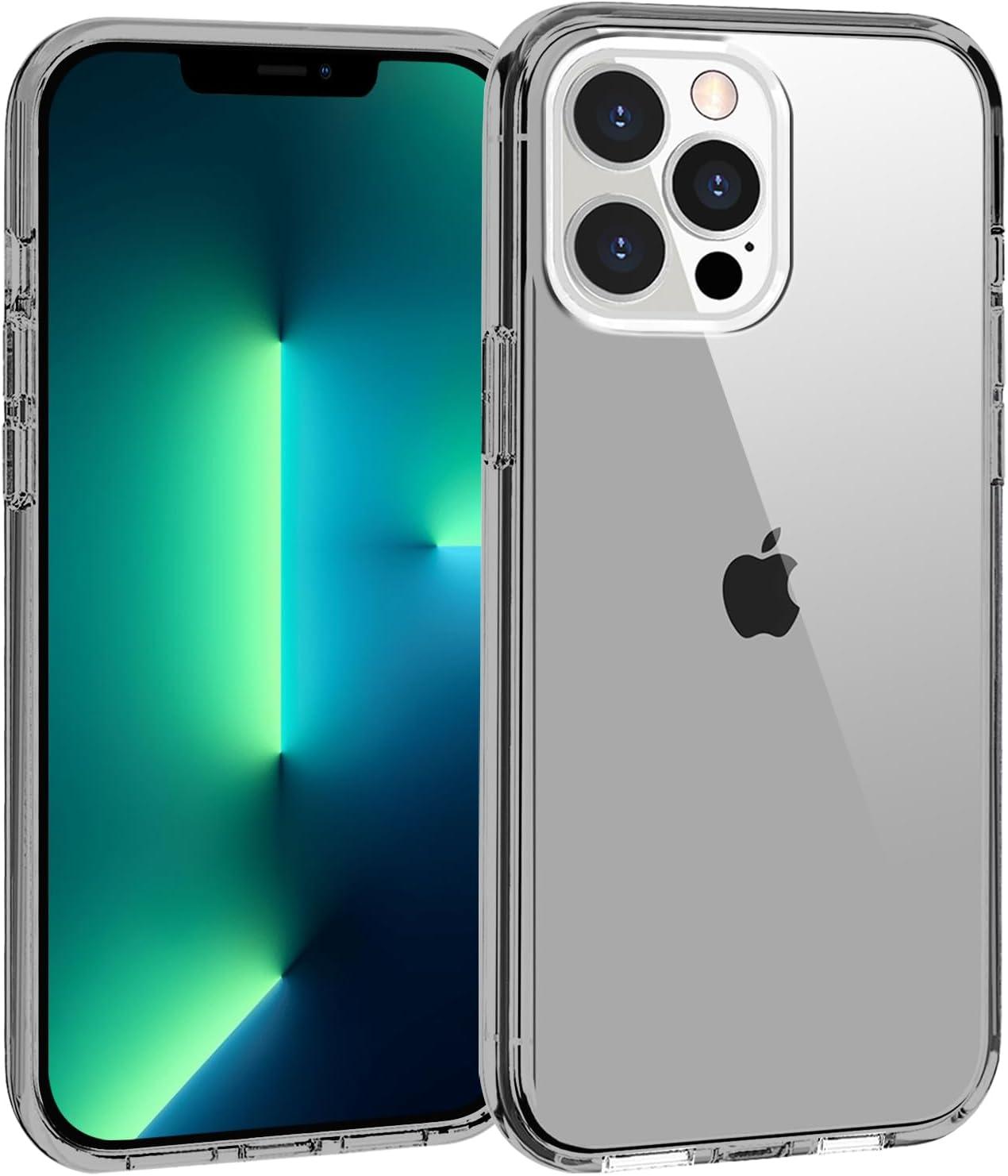 imageTENOC Phone Case Compatible with iPhone 13 amp iPhone 14 Black Case AntiFingerprint Protective Bumper Matte Cover for 61 InchClear Gray